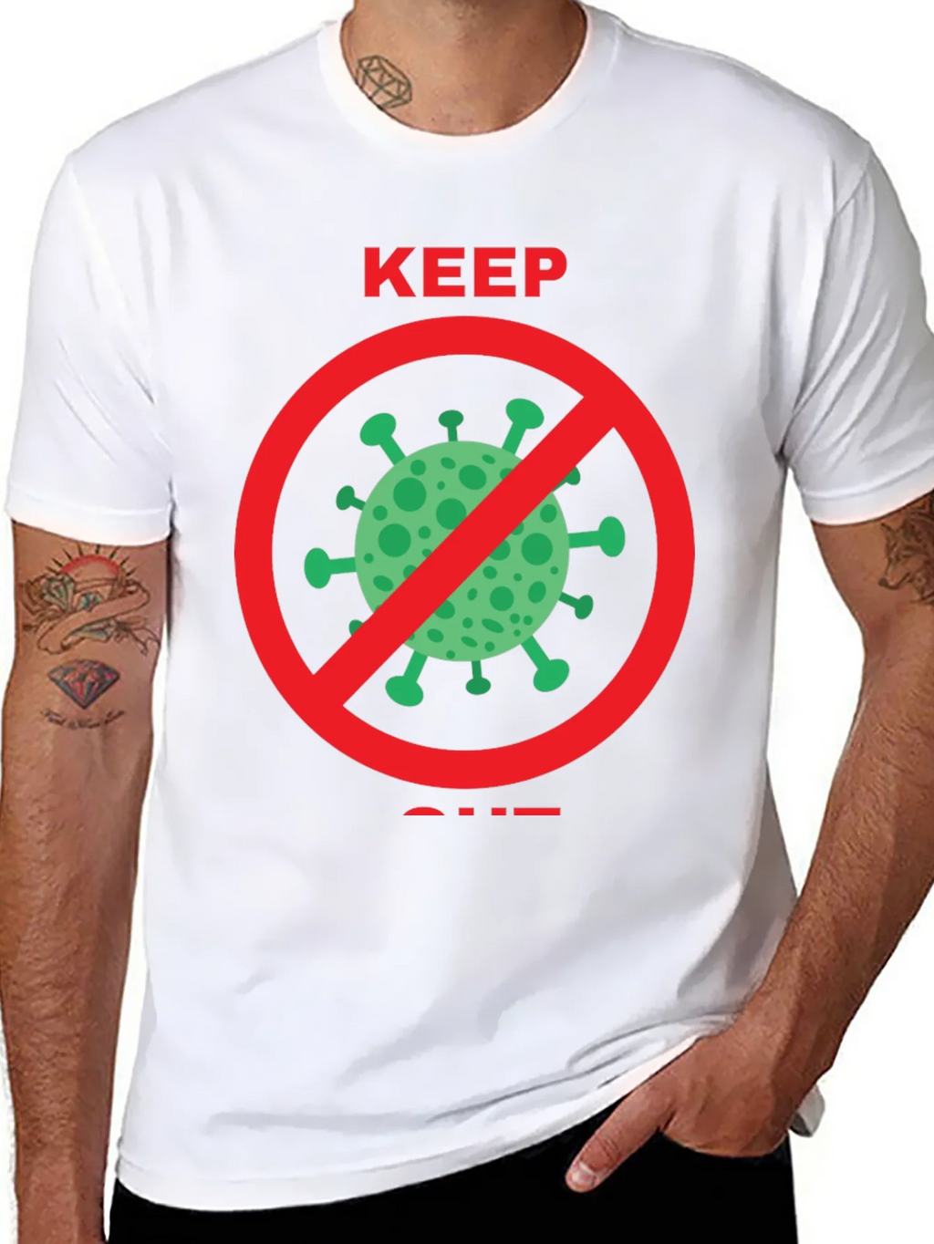 Keep Out COVID Tee - Black Crew Neck product image 7