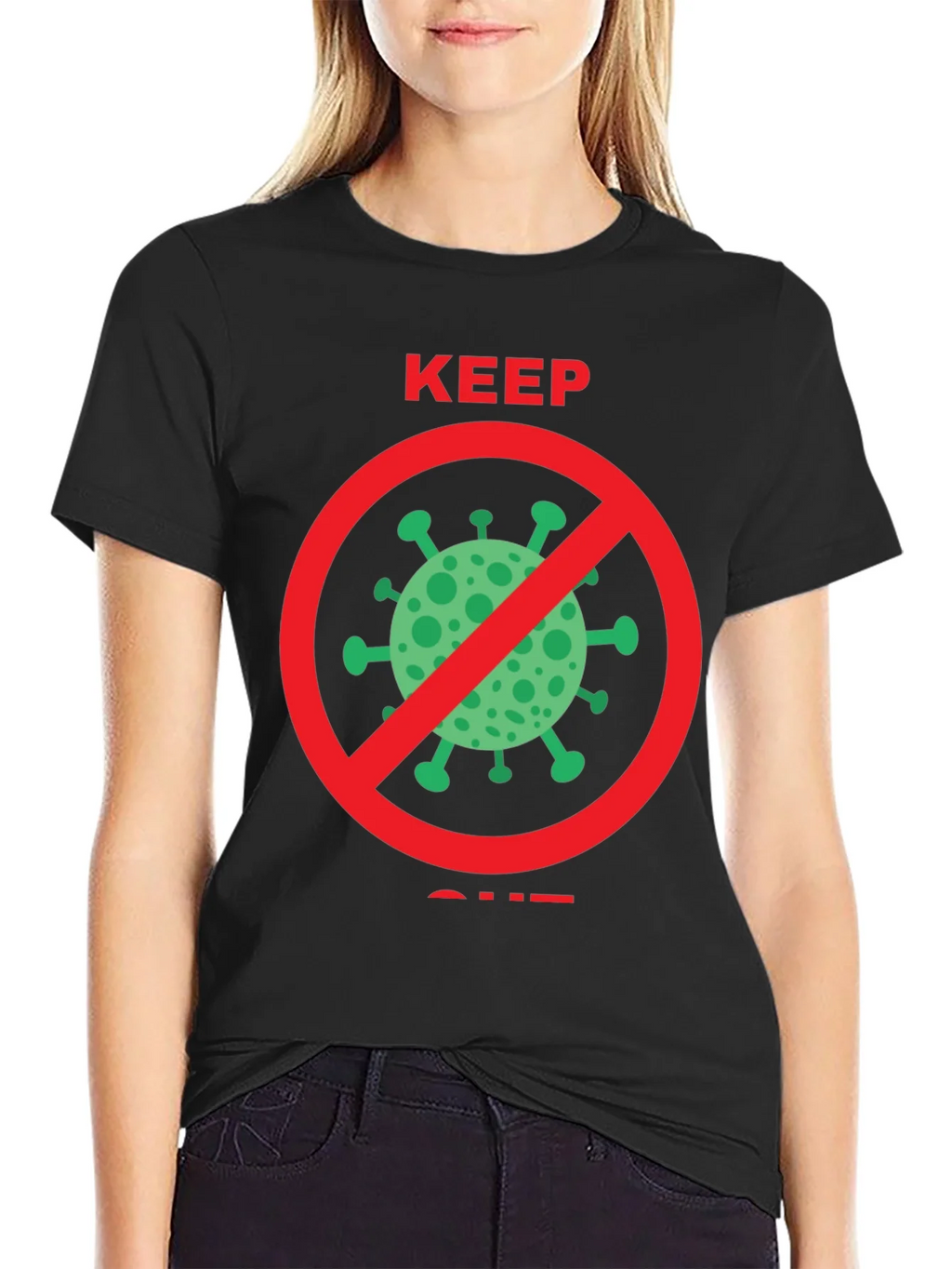 Keep Out COVID Tee - Black Crew Neck product image 2