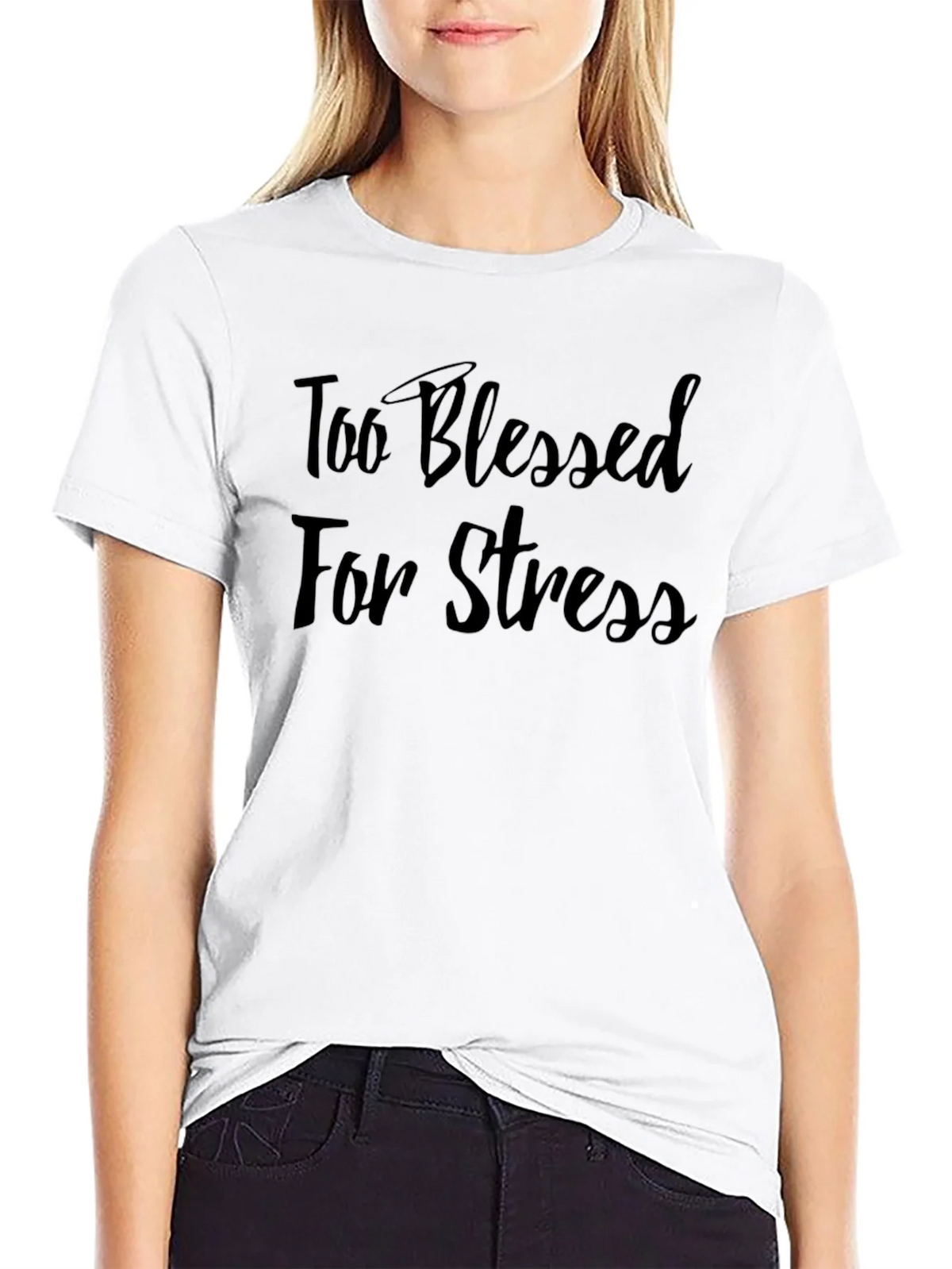 Too Blessed For Stress Black T-Shirt product image 8
