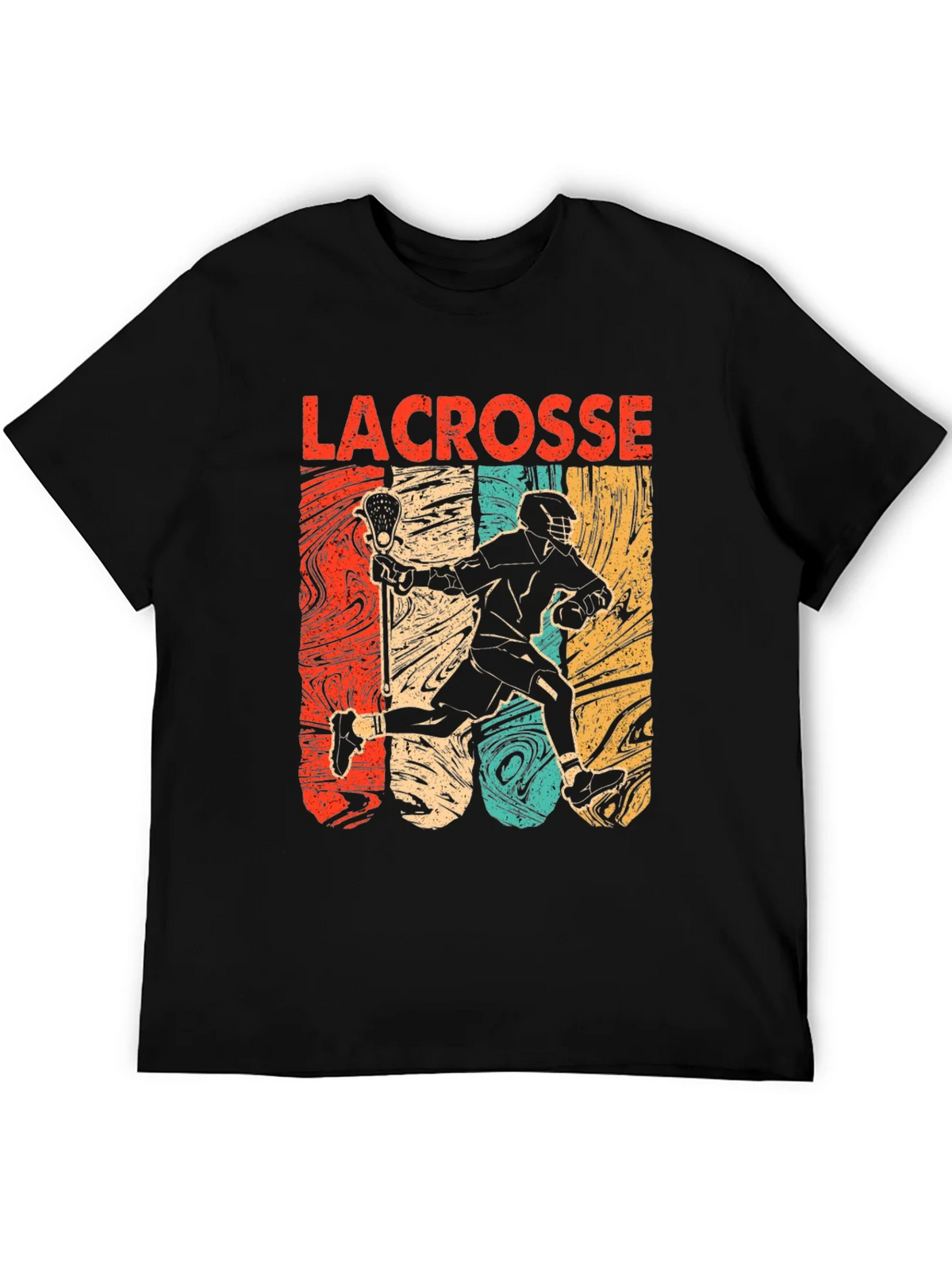 Lacrosse Player Graphic Tee - Retro Design Black T-Shirt product image 5
