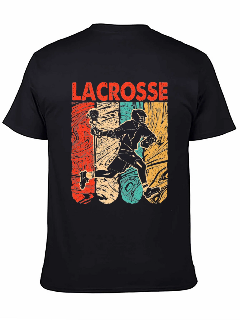 Lacrosse Player Graphic Tee - Retro Design Black T-Shirt product image 4