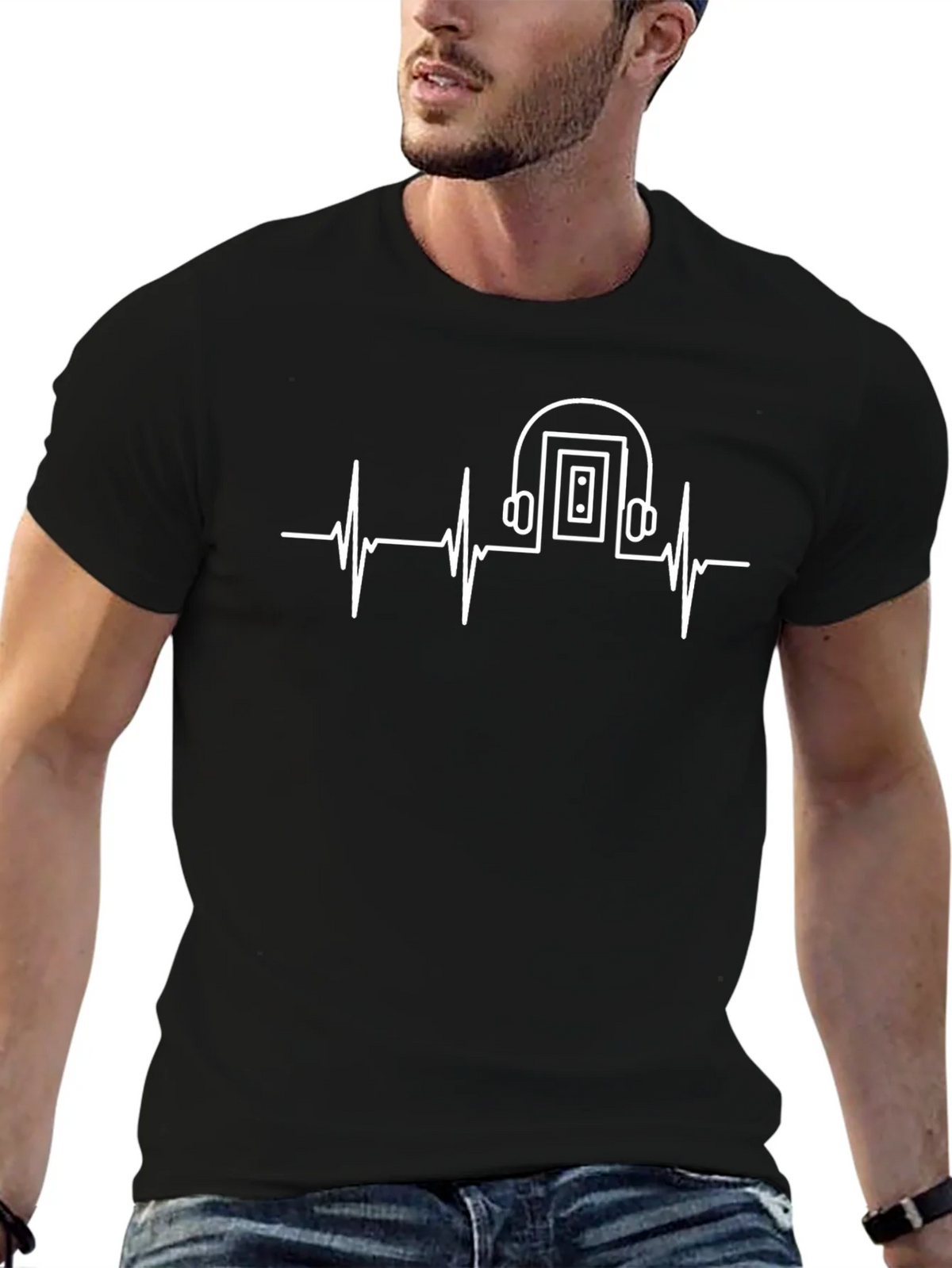 Music is Life T-Shirt - Heartbeat Headphones product image 6