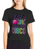 Disco Girl Graphic Tee - Retro Party Shirt product image 1