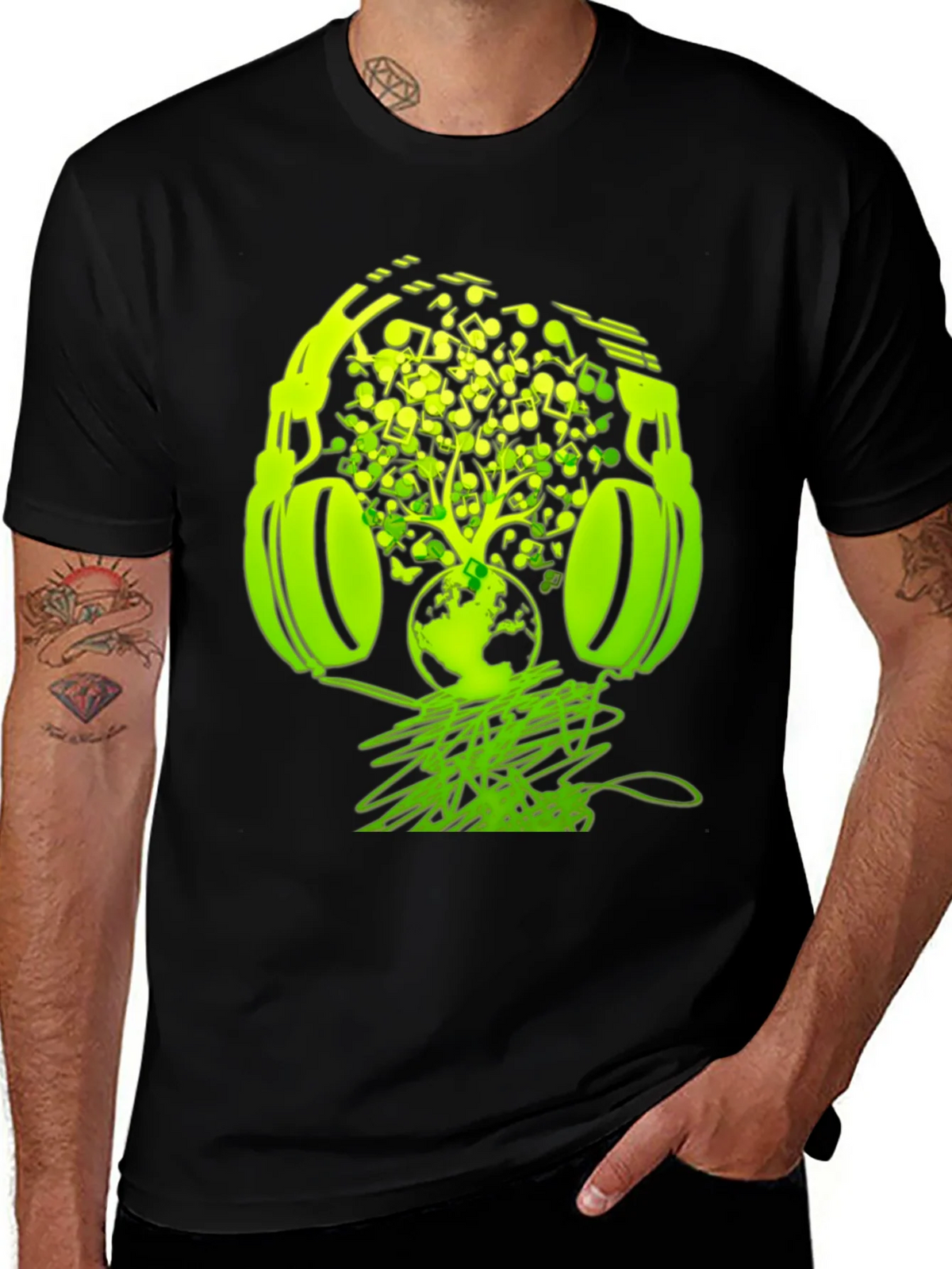 Earth Beats T-Shirt: Music Headphones Graphic Tee product image 1