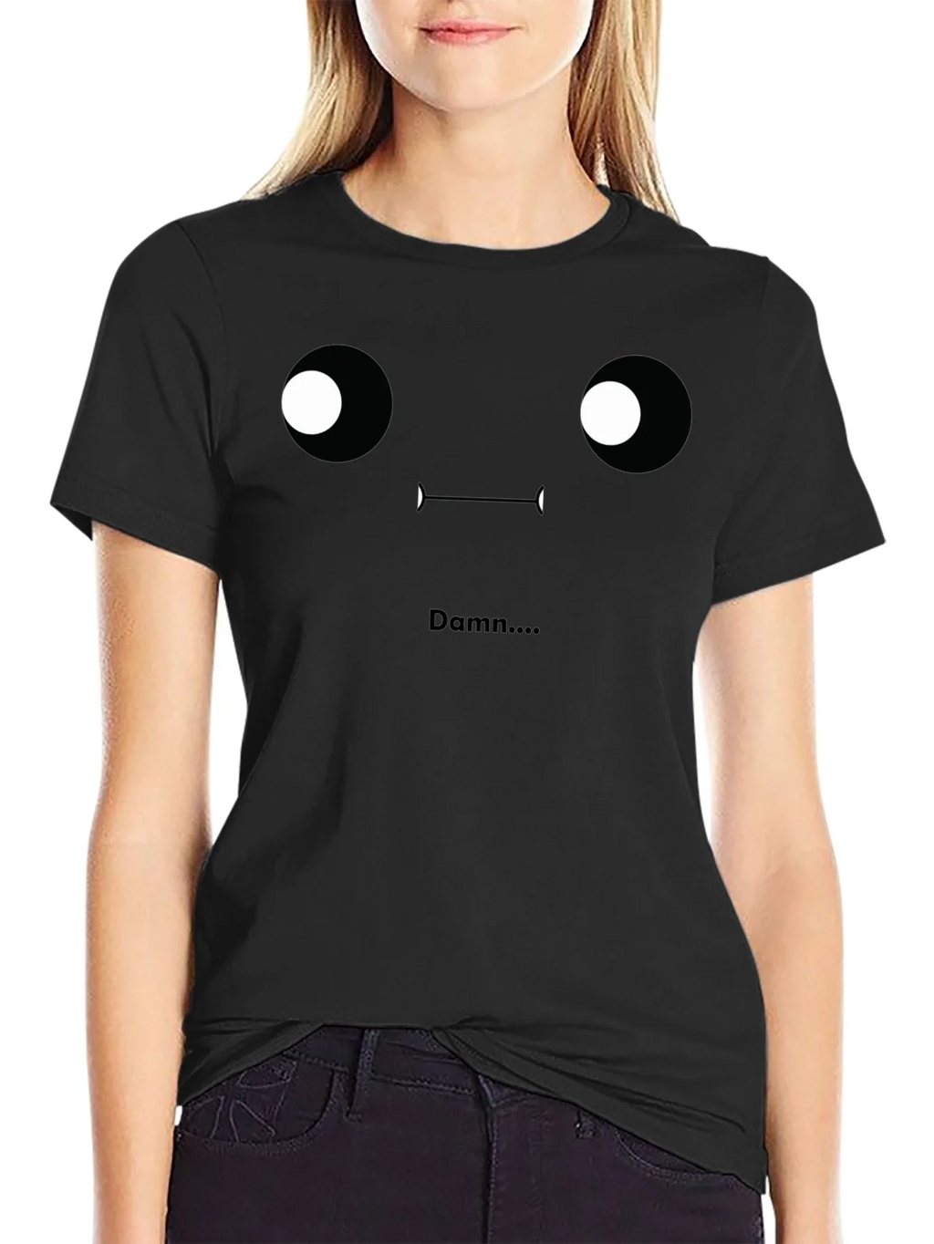 Damn T-Shirt - Funny Face Graphic Tee - Black product image 2