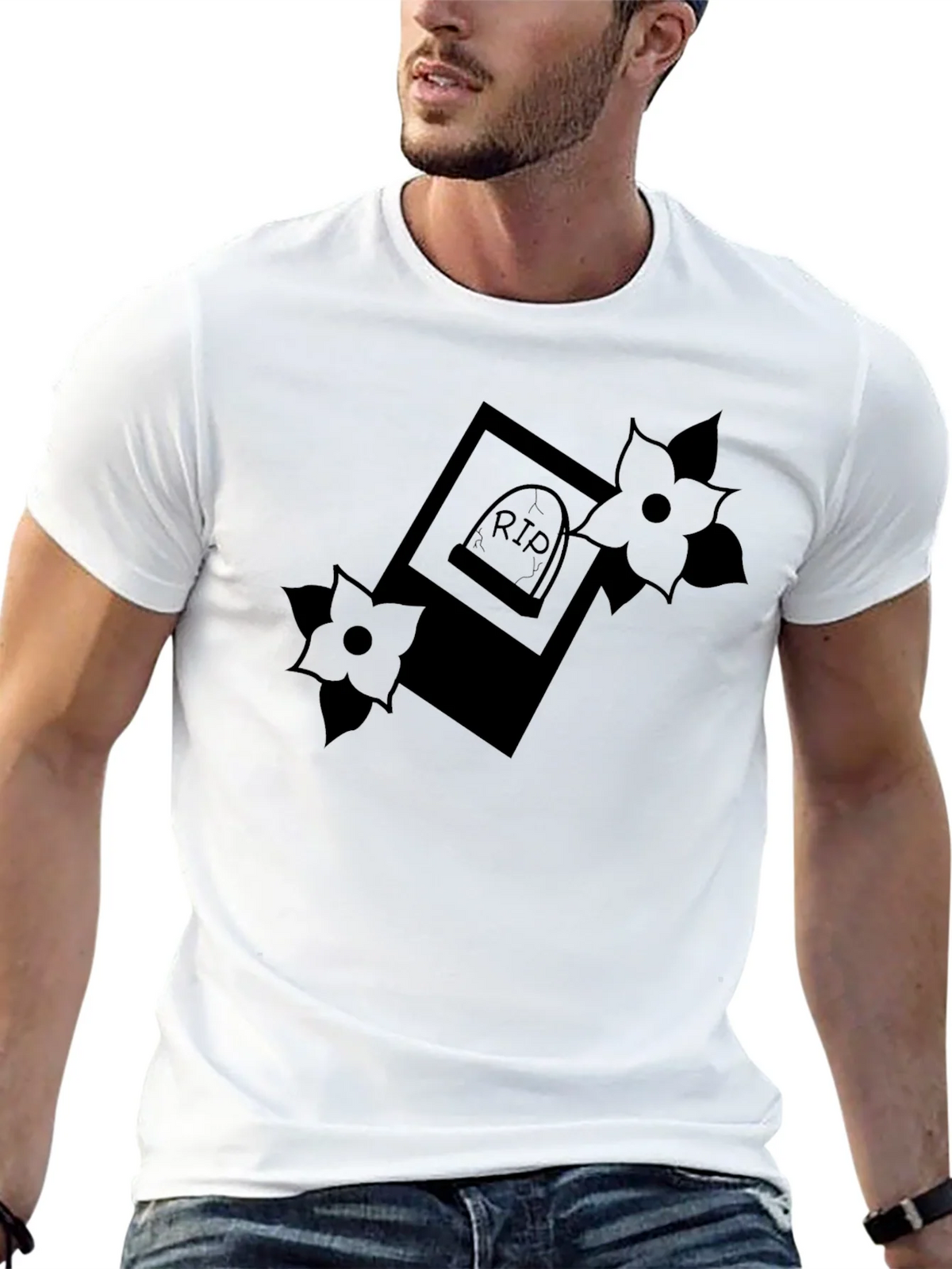 RIP Tombstone Floral Graphic T-Shirt product image 12