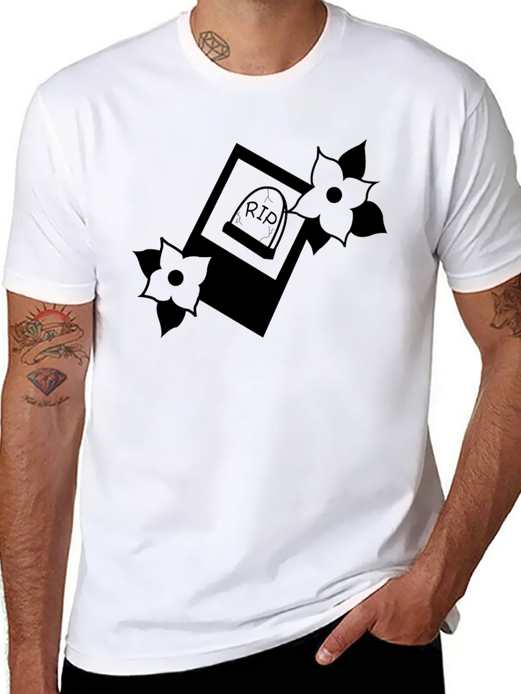 RIP Tombstone Floral Graphic T-Shirt product image 7