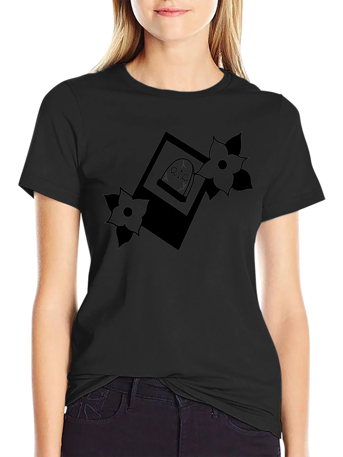 RIP Tombstone Floral Graphic T-Shirt product image 2