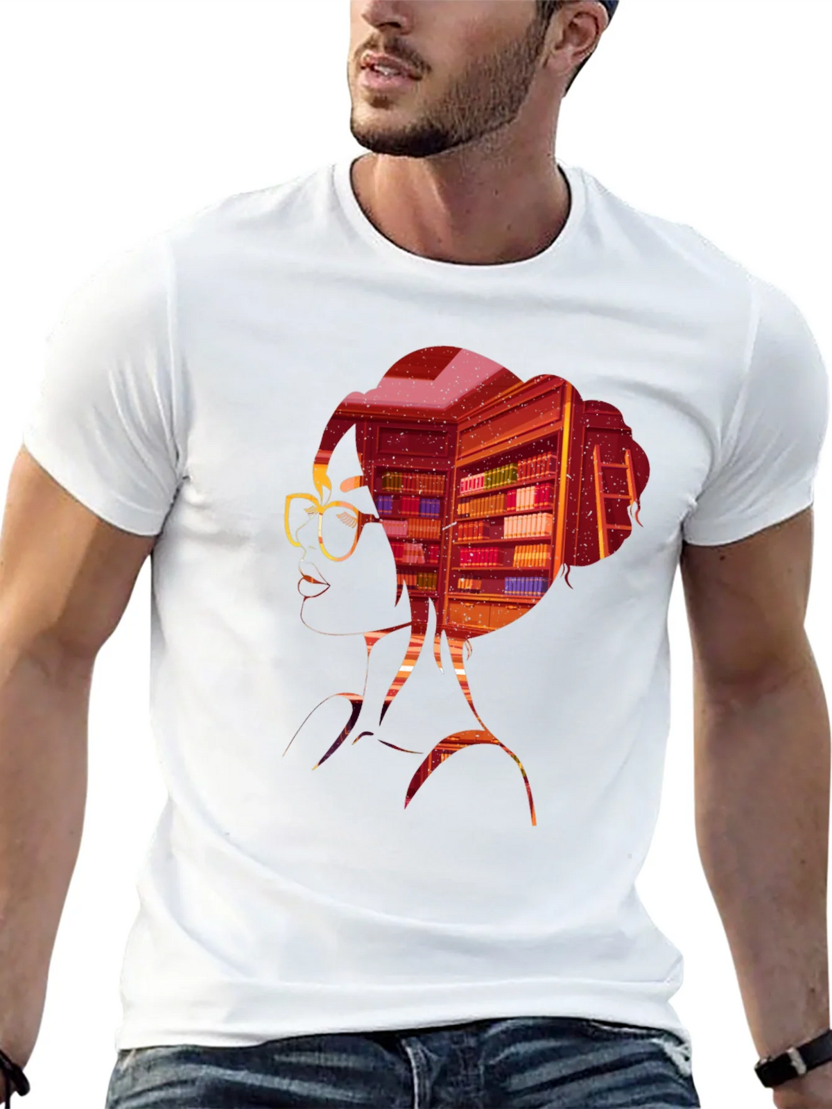 Bookworm T-Shirt: Silhouette Library Design product image 12