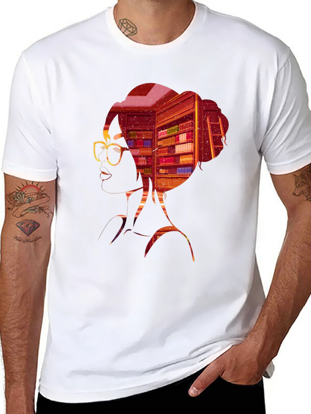Bookworm T-Shirt: Silhouette Library Design product image 7