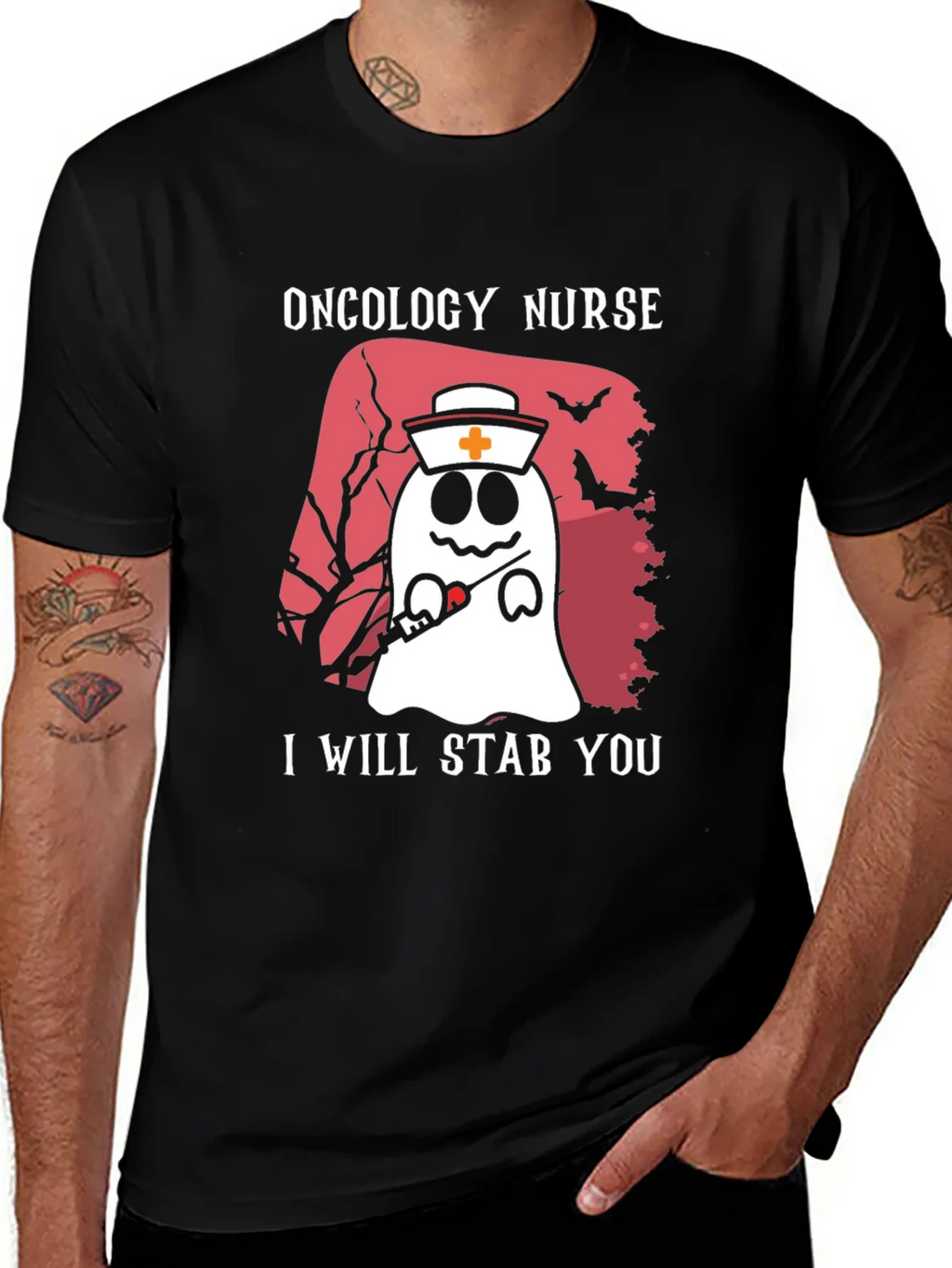 Oncology Nurse Ghost T-Shirt - I Will Stab You product image 1