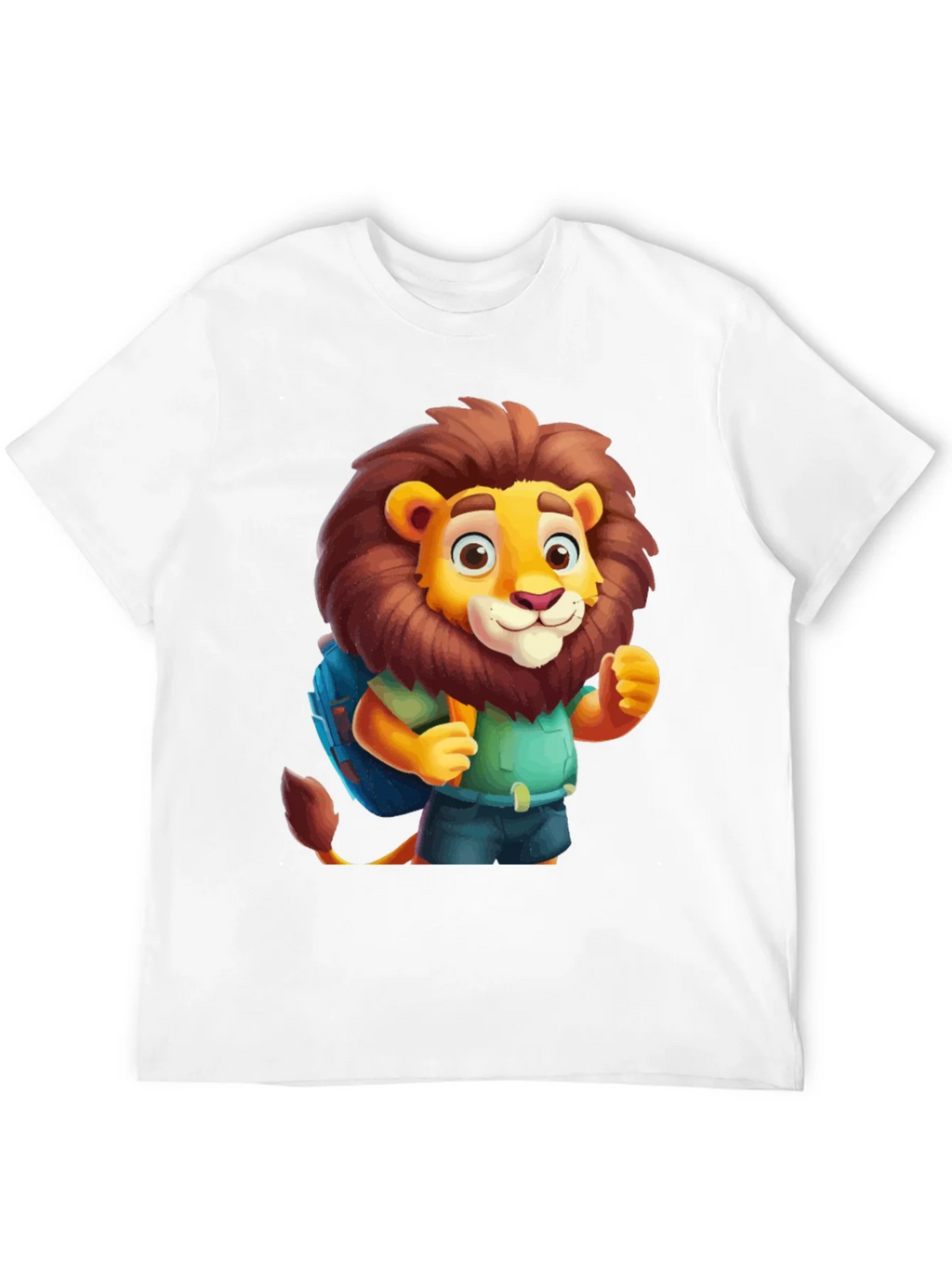 Cartoon Lion Tourist Black T-Shirt product image 9