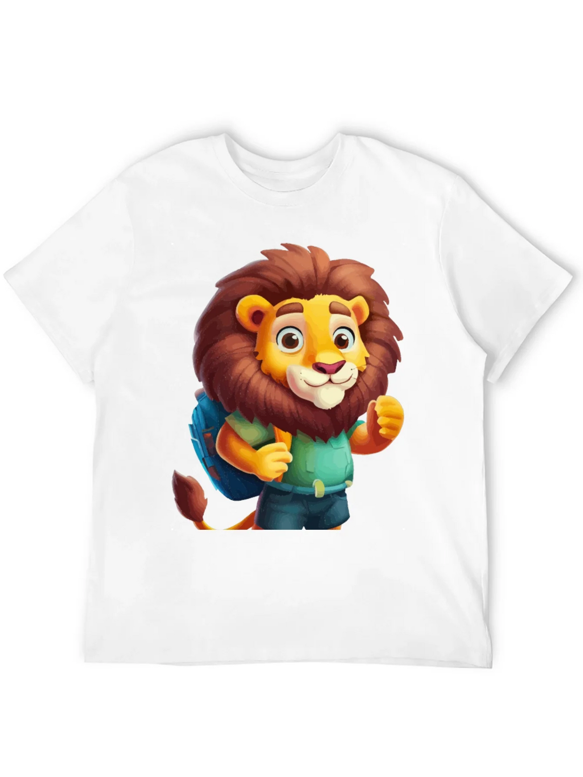 Cartoon Lion Tourist Black T-Shirt product image 9