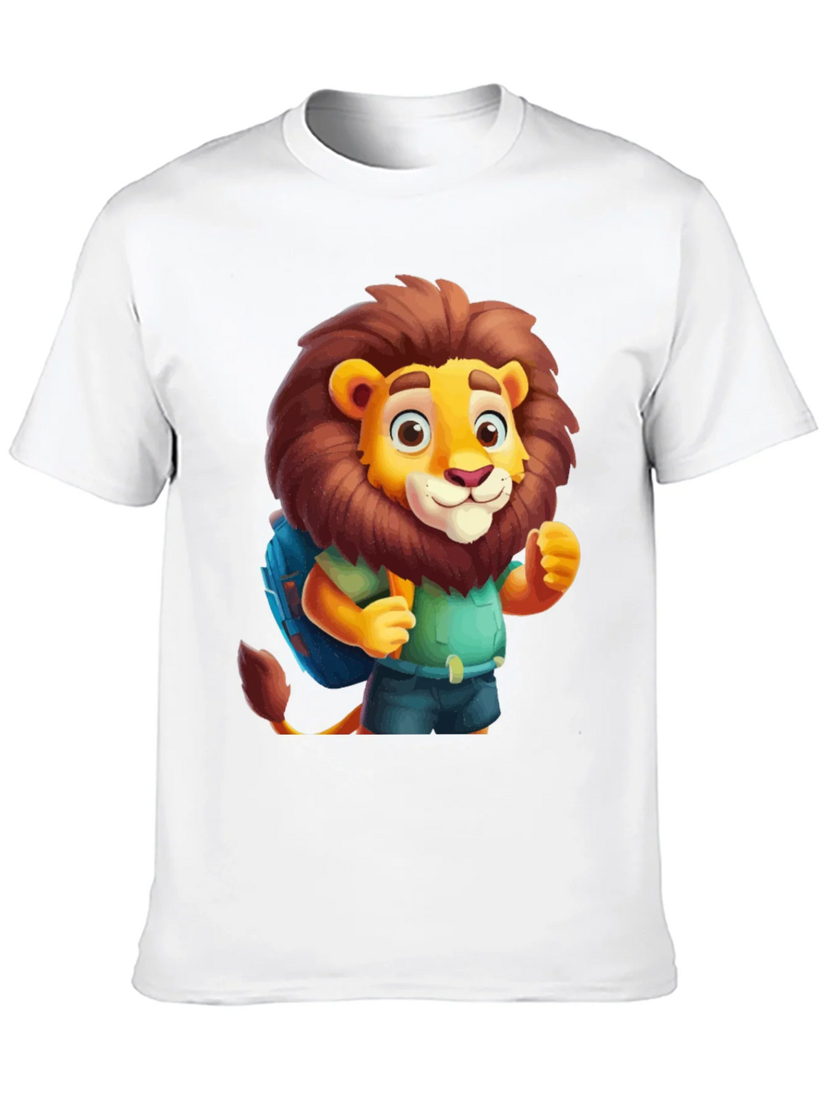 Cartoon Lion Tourist Black T-Shirt product image 7