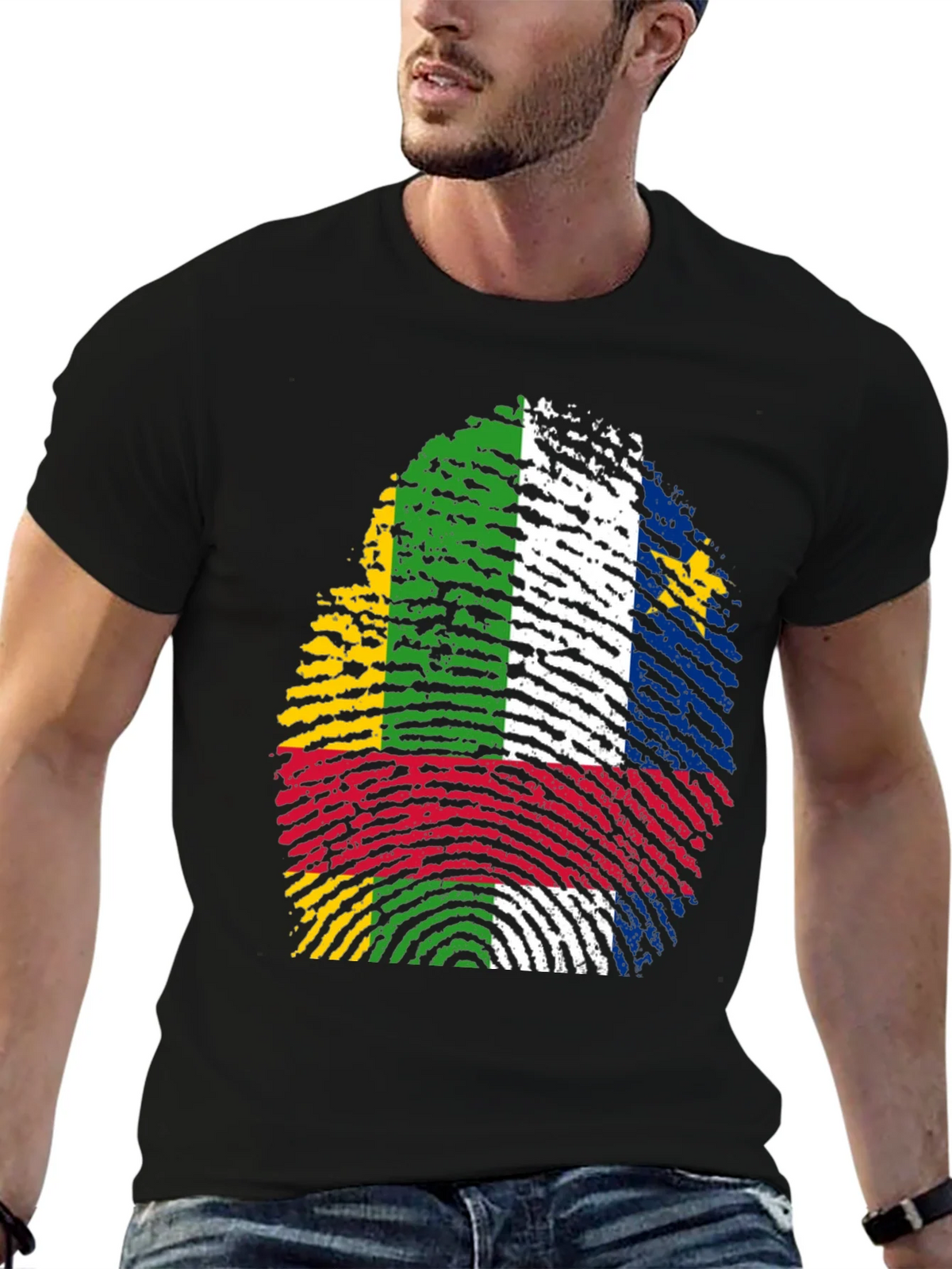 Central African Republic Flag Fingerprint T-Shirt product image 6