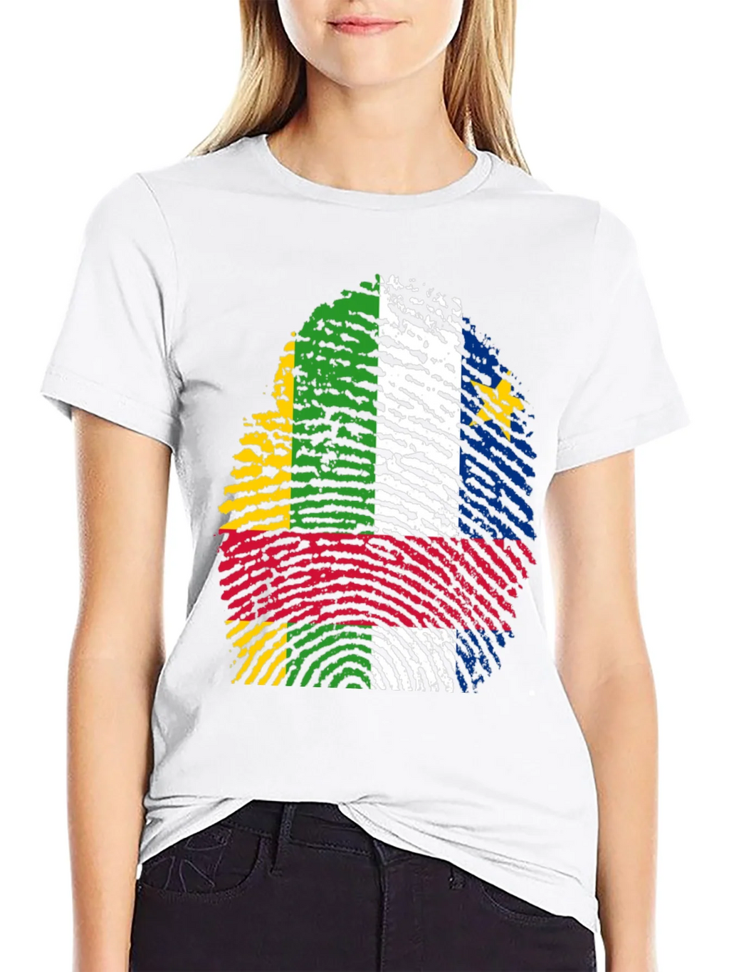 Central African Republic Flag Fingerprint T-Shirt product image 8