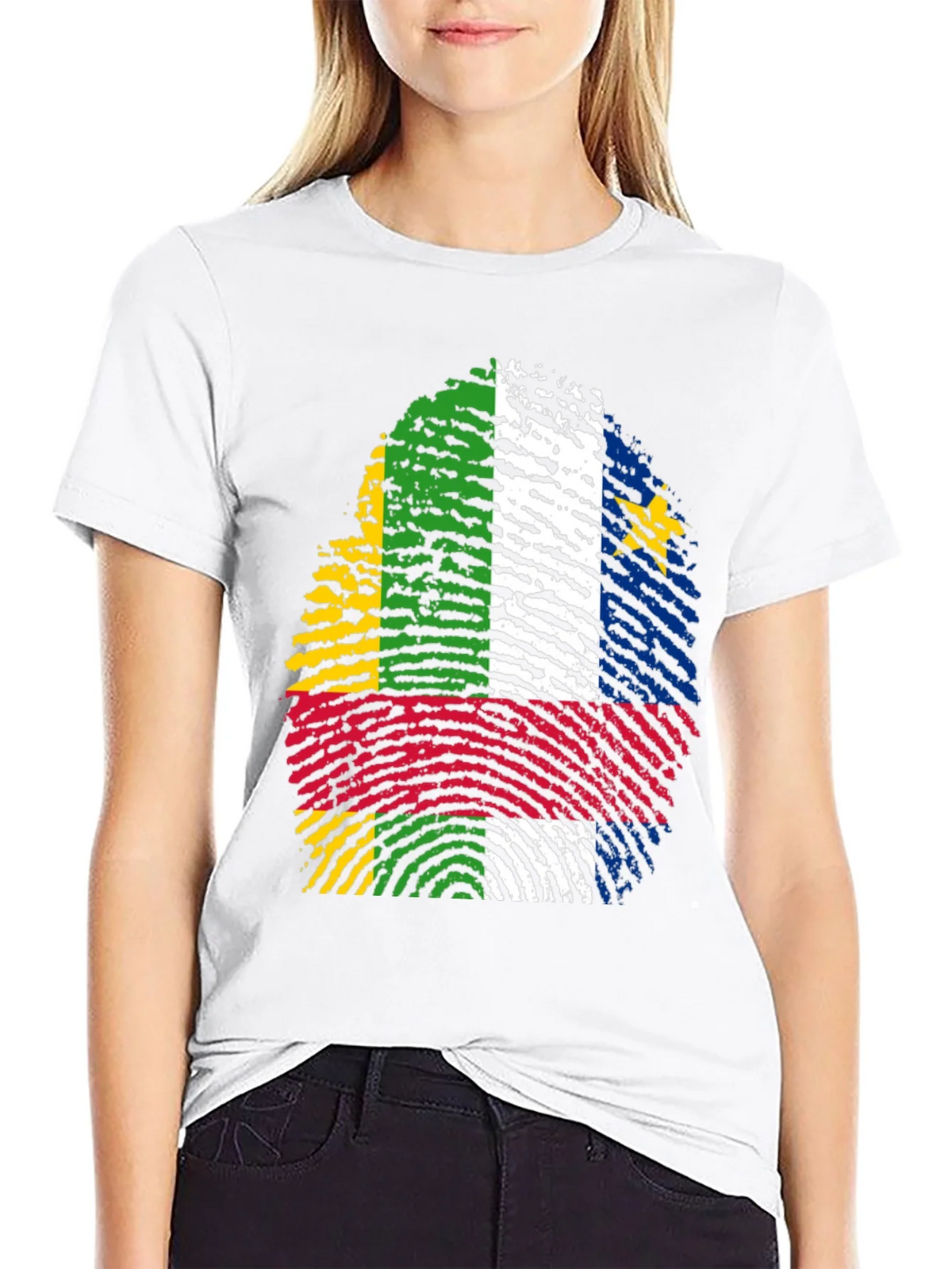Central African Republic Flag Fingerprint T-Shirt product image 8