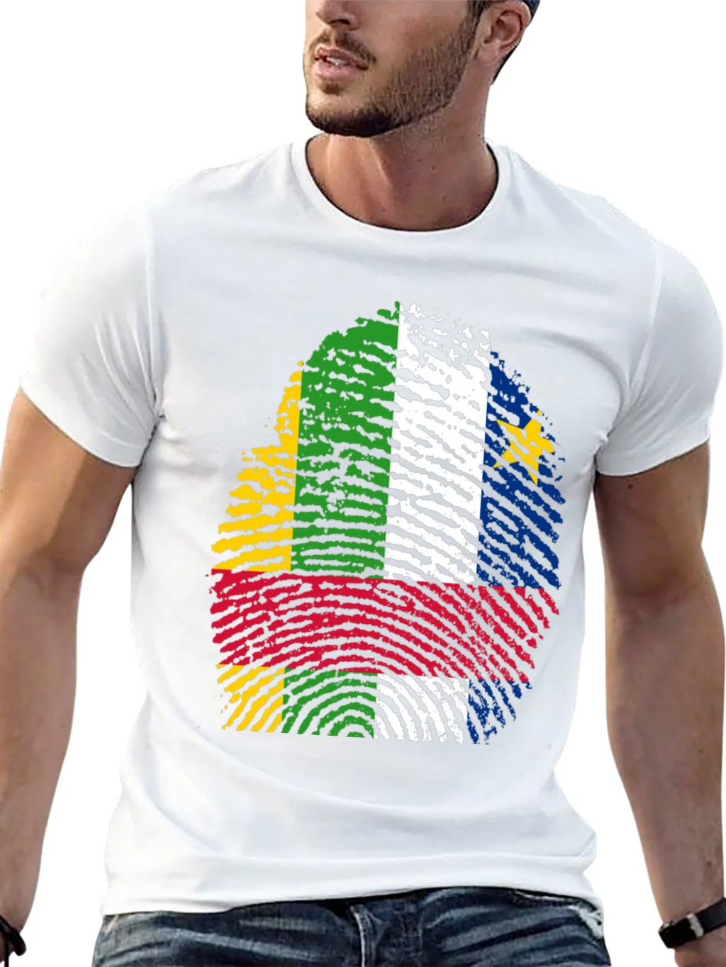 Central African Republic Flag Fingerprint T-Shirt product image 12
