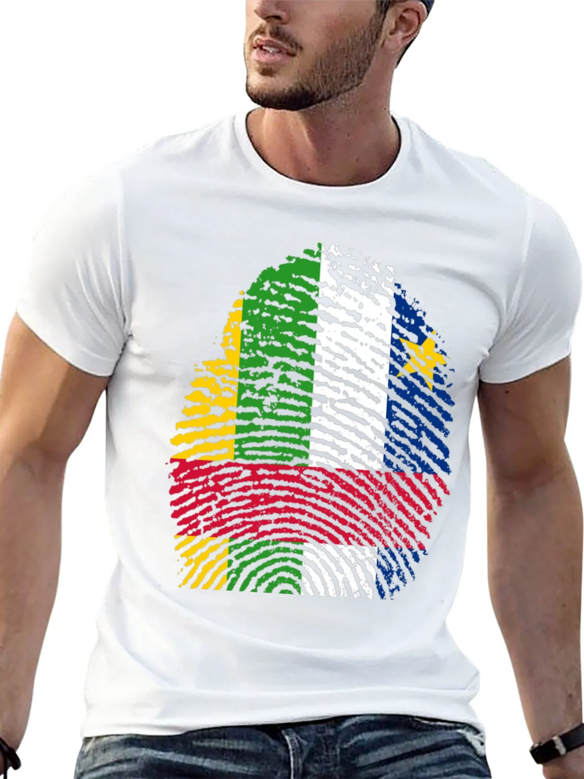 Central African Republic Flag Fingerprint T-Shirt product image 12