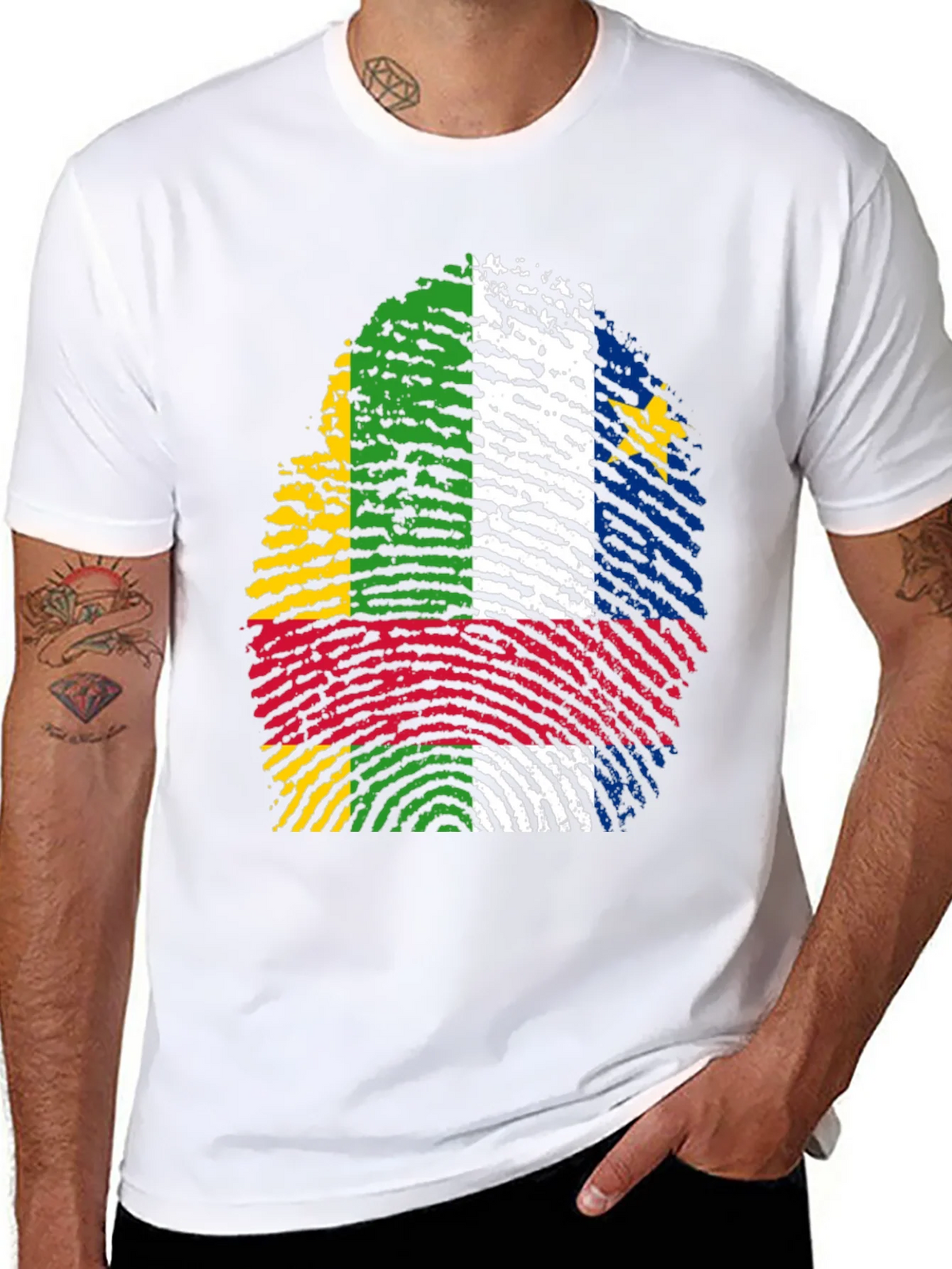 Central African Republic Flag Fingerprint T-Shirt product image 7