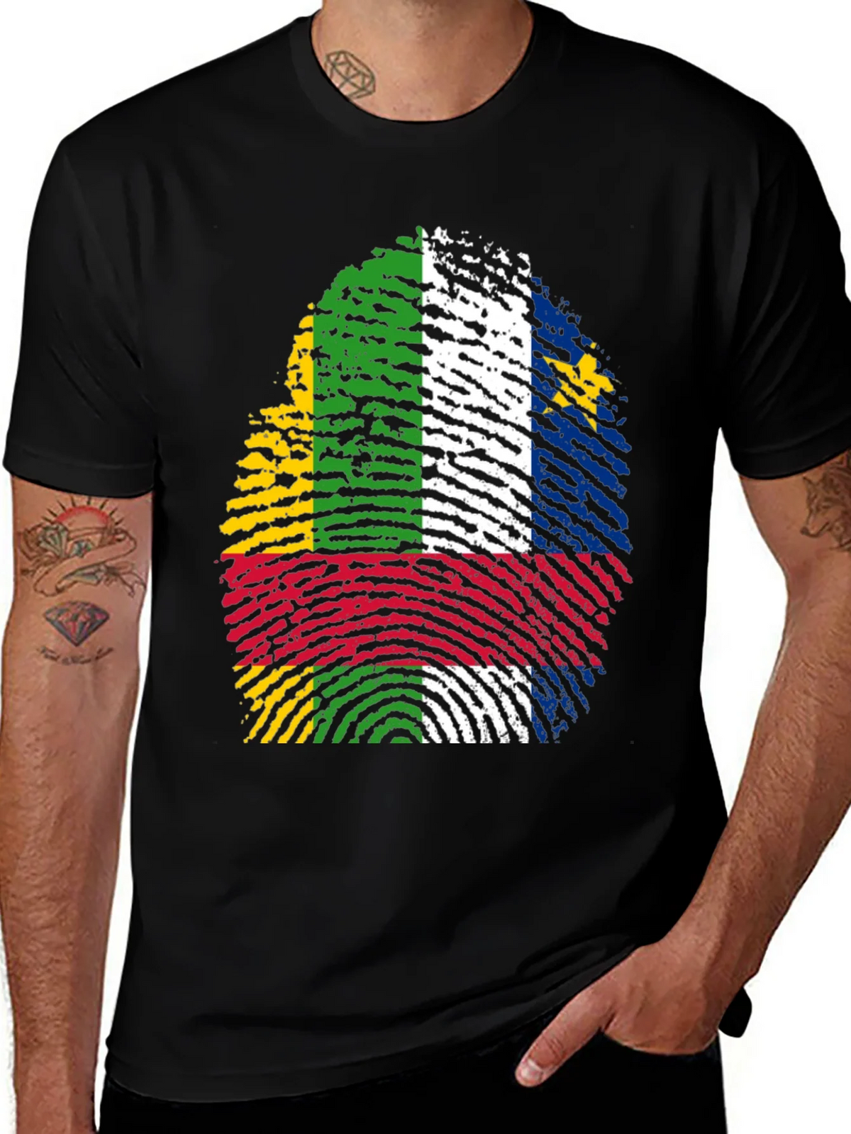 Central African Republic Flag Fingerprint T-Shirt product image 1
