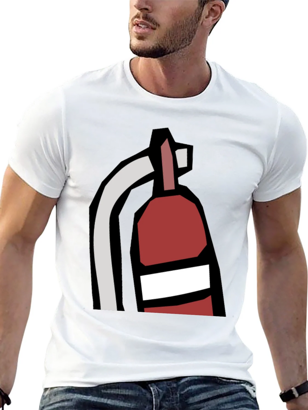 Fire Extinguisher Graphic Tee - Black Cotton Casual T-Shirt product image 12