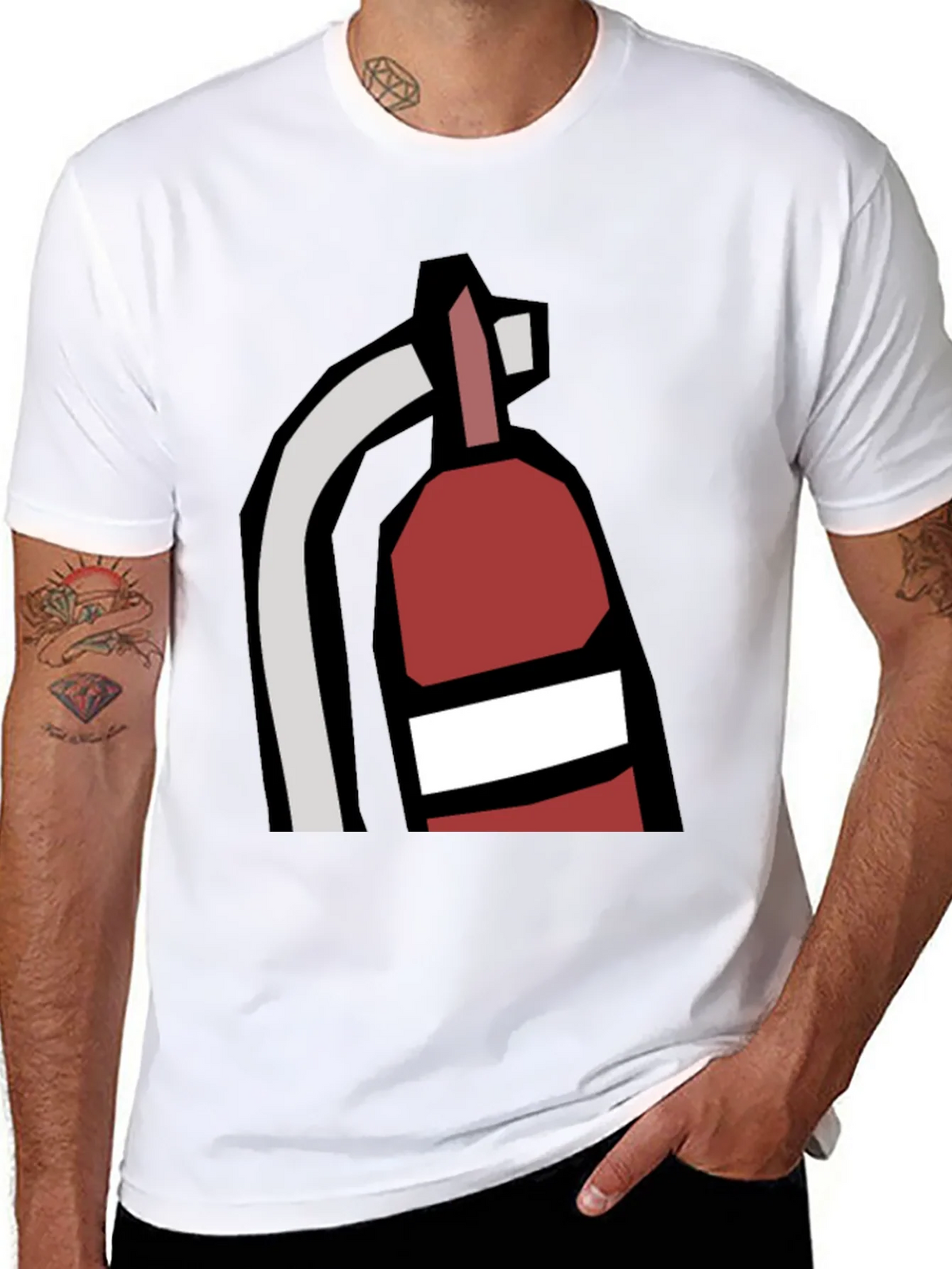 Fire Extinguisher Graphic Tee - Black Cotton Casual T-Shirt product image 7