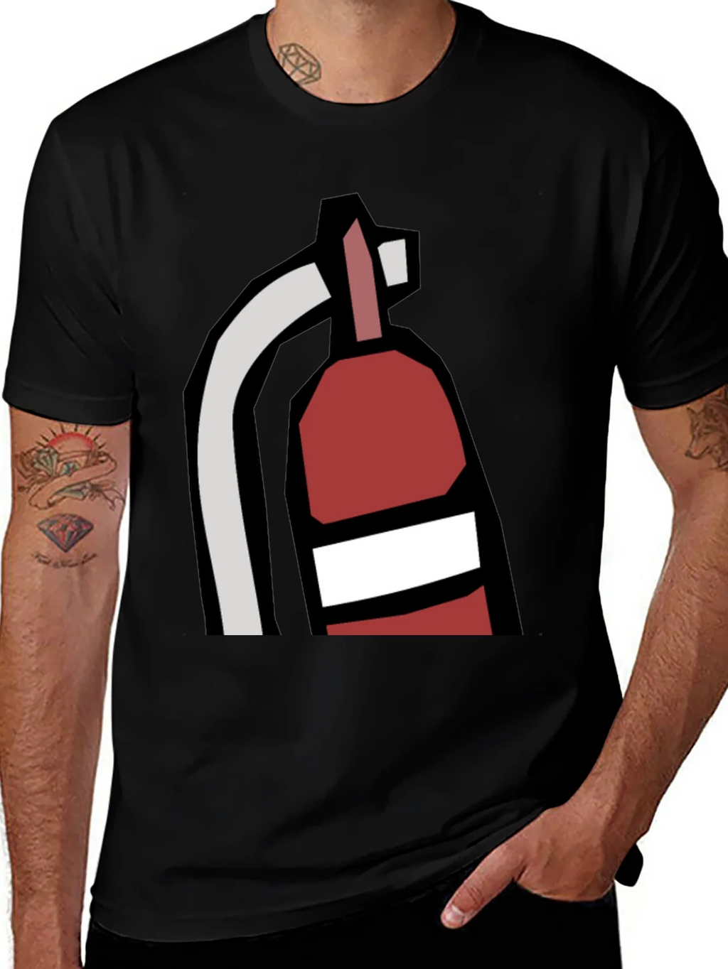 Fire Extinguisher Graphic Tee - Black Cotton Casual T-Shirt product image 1
