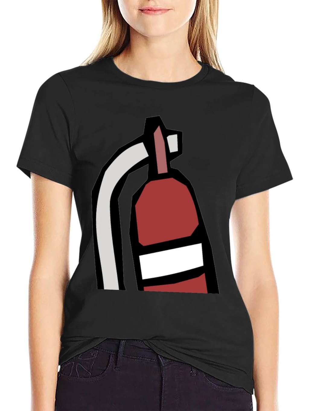 Fire Extinguisher Graphic Tee - Black Cotton Casual T-Shirt product image 2