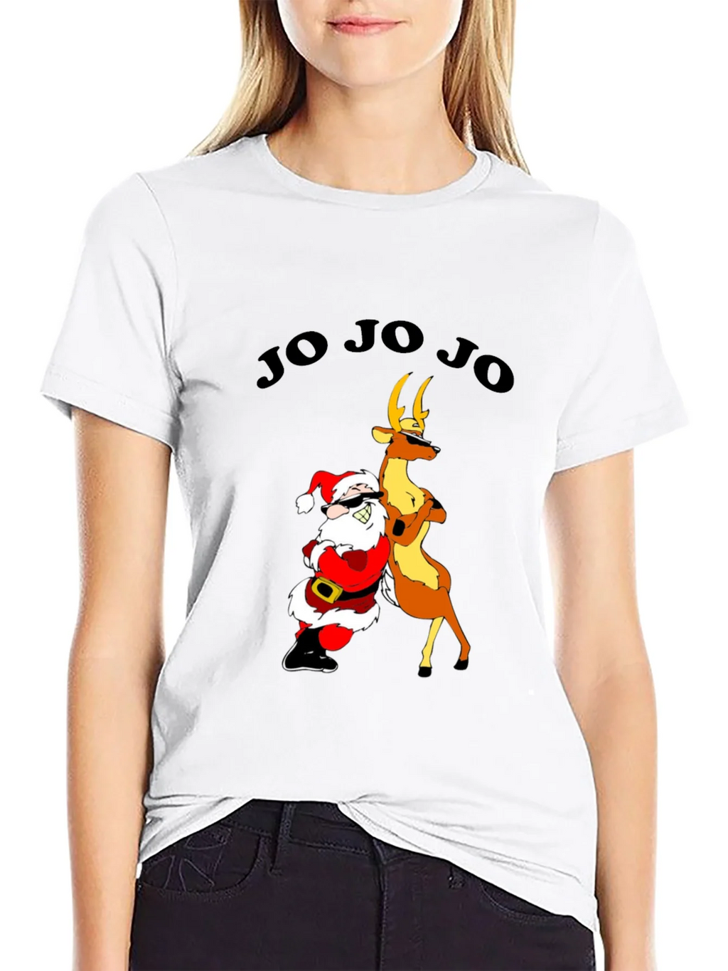 Cool Santa & Reindeer Graphic T-Shirt - Ho Ho Ho Holiday Tee product image 8