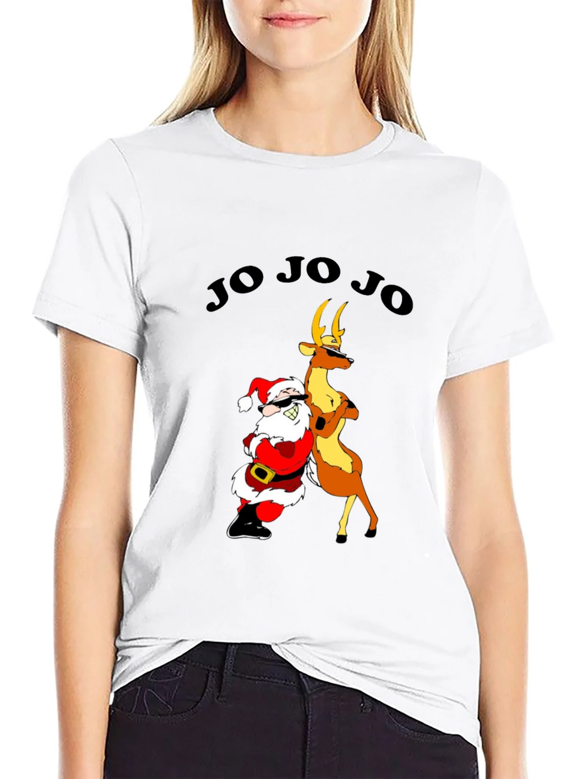 Cool Santa & Reindeer Graphic T-Shirt - Ho Ho Ho Holiday Tee product image 8