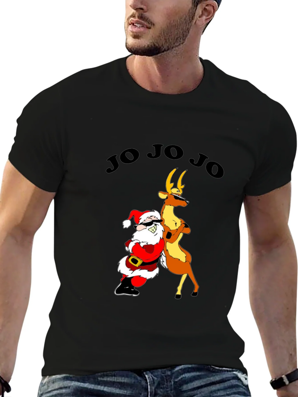 Cool Santa & Reindeer Graphic T-Shirt - Ho Ho Ho Holiday Tee product image 6