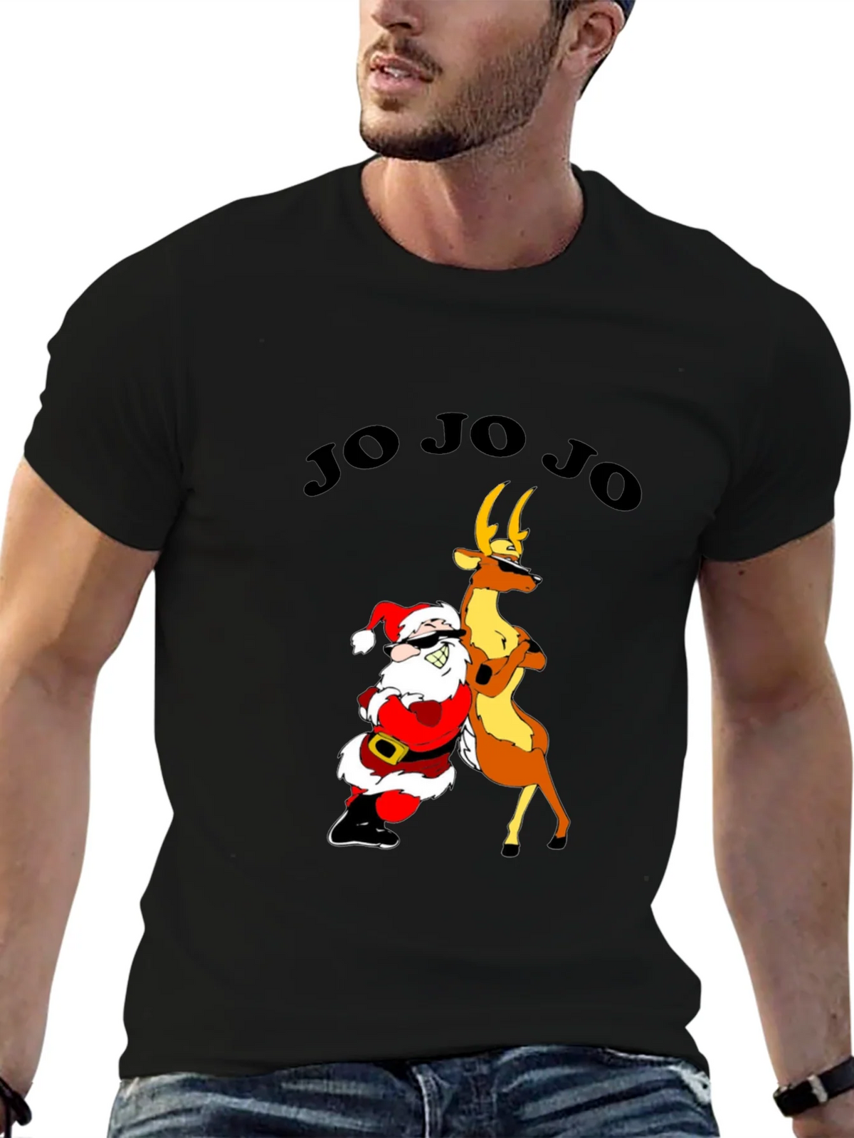Cool Santa & Reindeer Graphic T-Shirt - Ho Ho Ho Holiday Tee product image 6