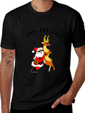 Cool Santa & Reindeer Graphic T-Shirt - Ho Ho Ho Holiday Tee product image 1