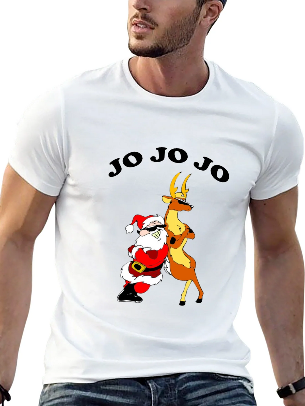 Cool Santa & Reindeer Graphic T-Shirt - Ho Ho Ho Holiday Tee product image 12