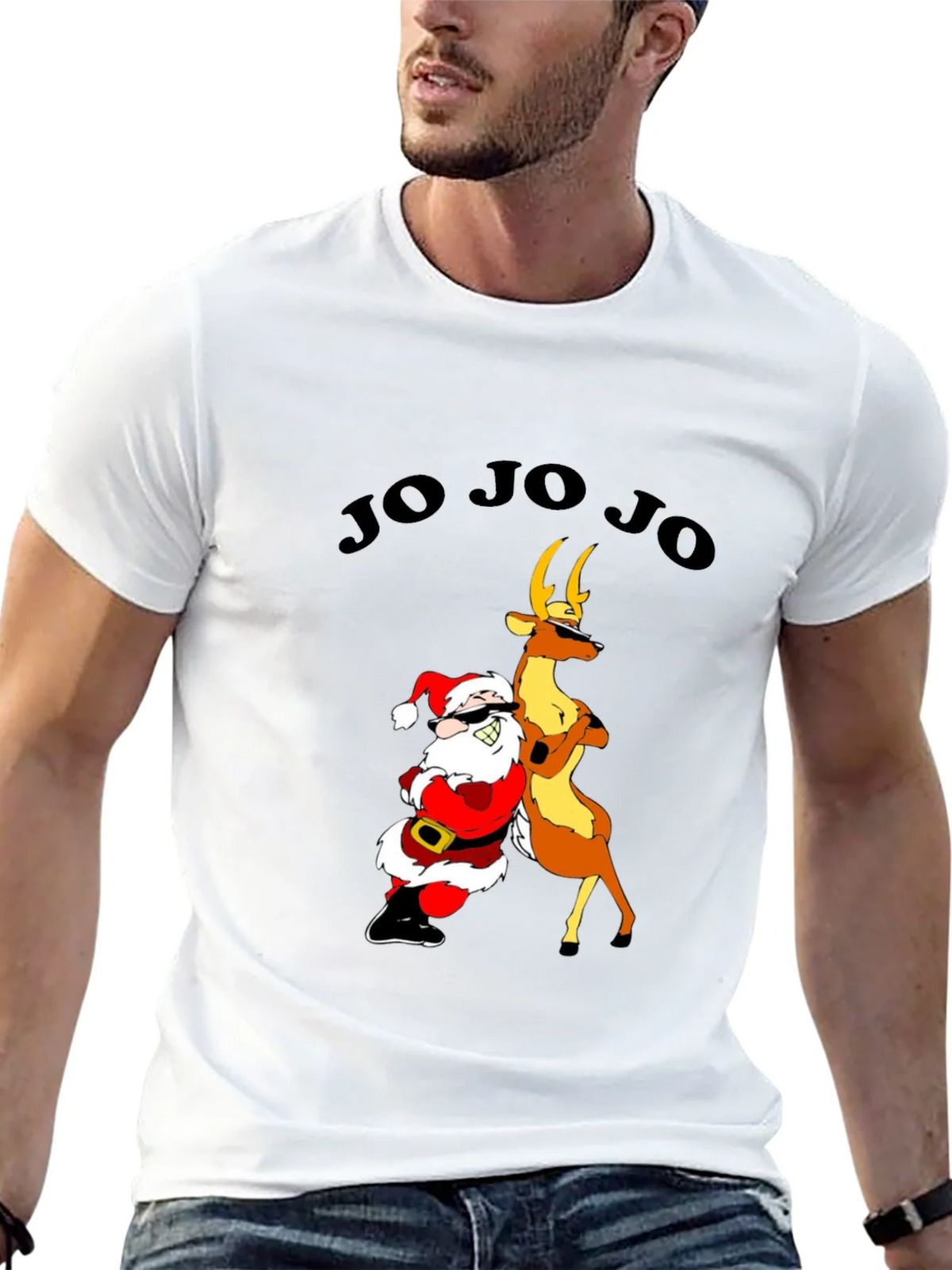 Cool Santa & Reindeer Graphic T-Shirt - Ho Ho Ho Holiday Tee product image 12