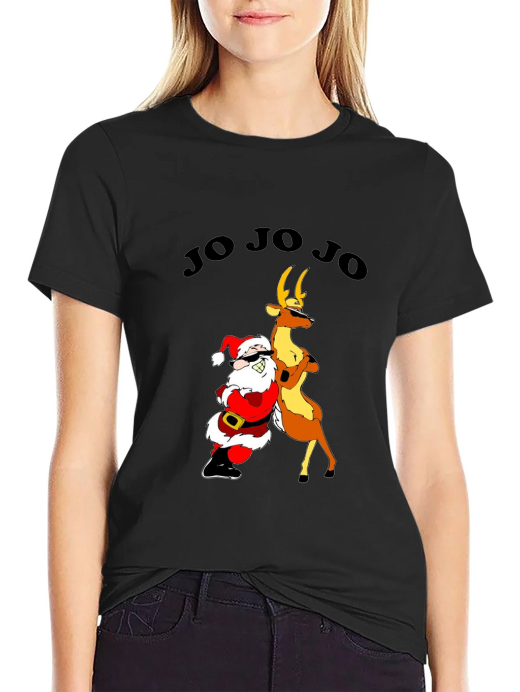 Cool Santa & Reindeer Graphic T-Shirt - Ho Ho Ho Holiday Tee product image 2
