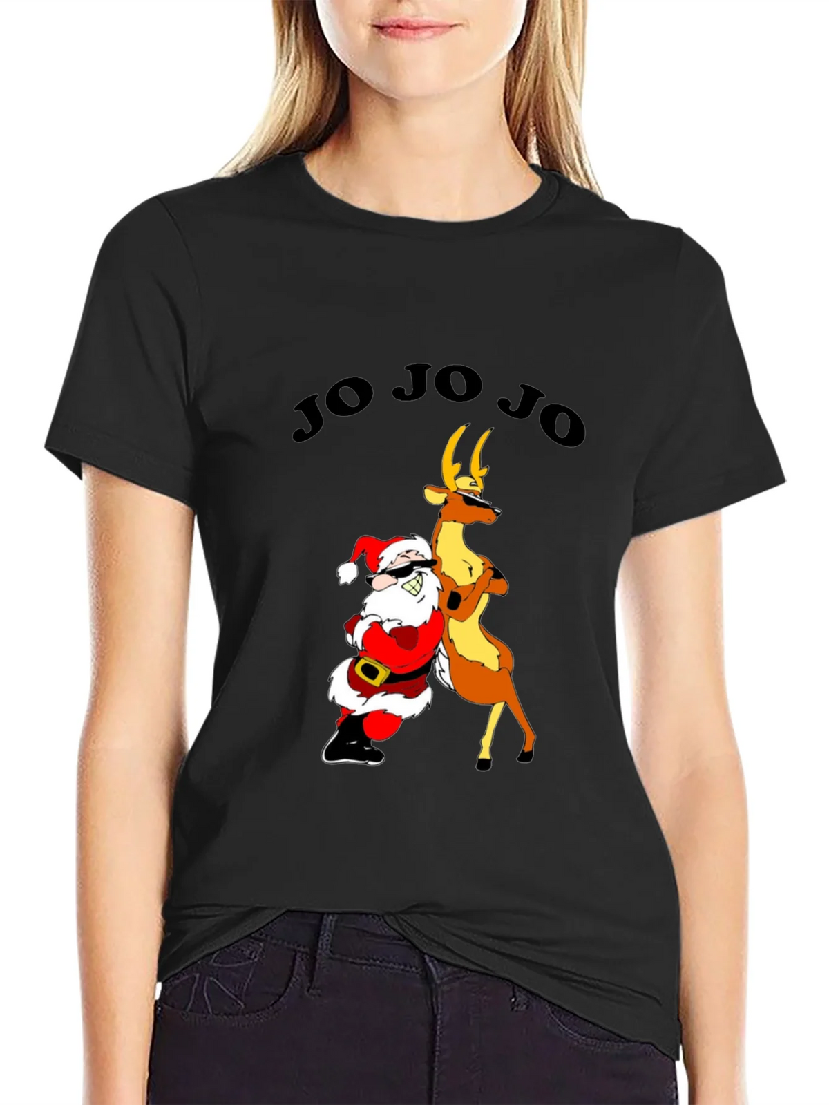 Cool Santa & Reindeer Graphic T-Shirt - Ho Ho Ho Holiday Tee product image 2
