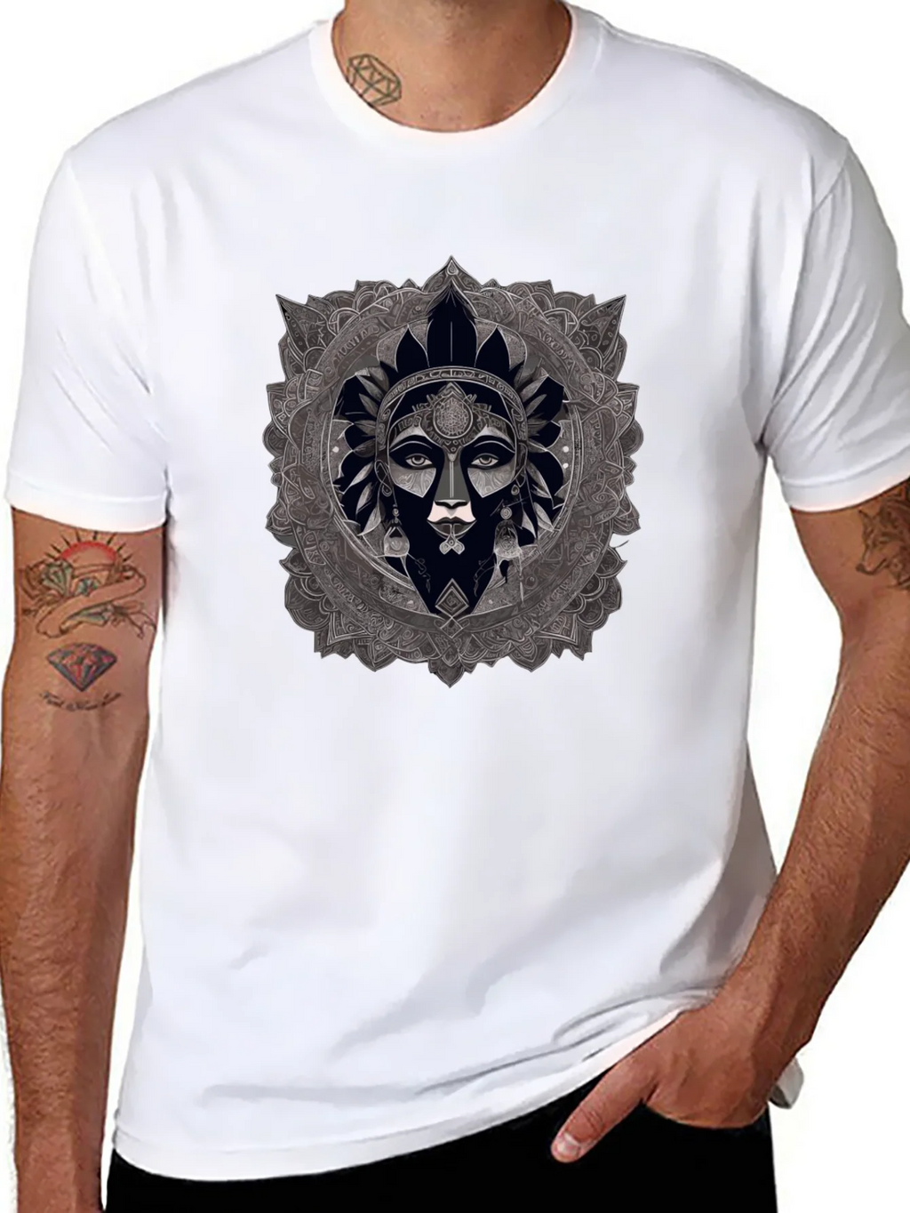 Mandala Woman Graphic Black T-Shirt product image 7