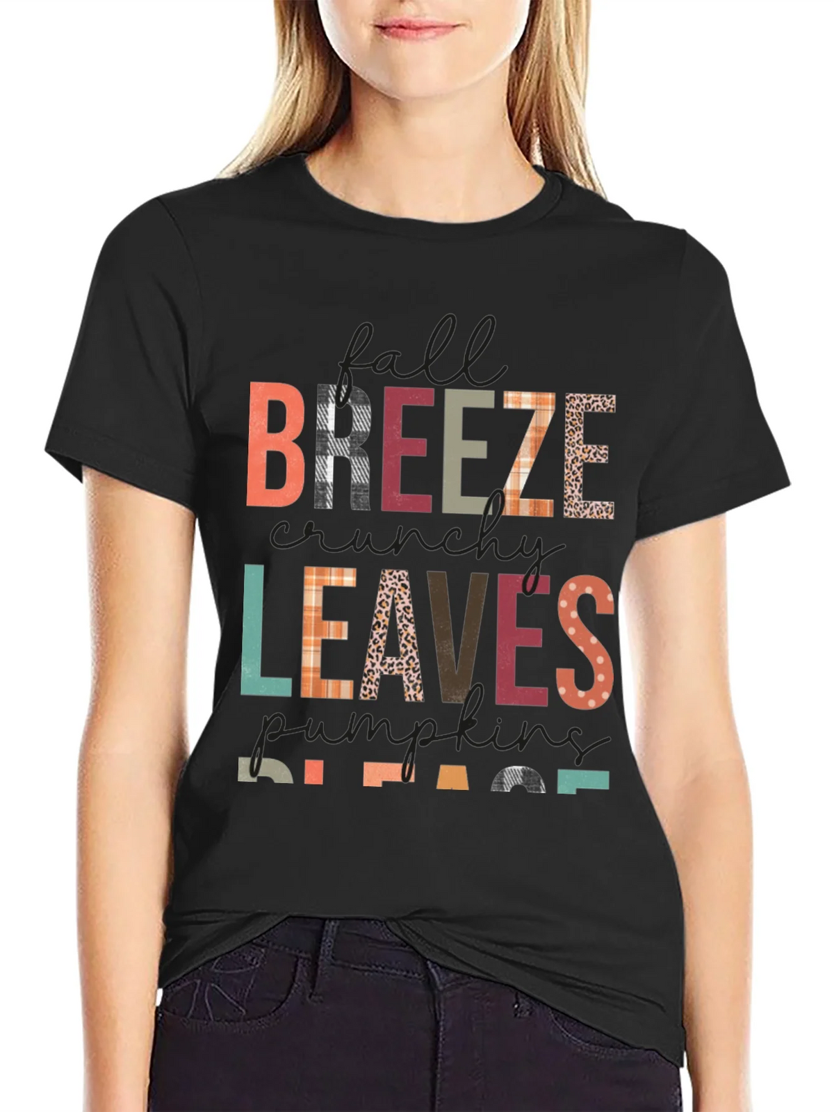 Fall Breeze Leaves Pumpkins Please Graphic Tee product image 2