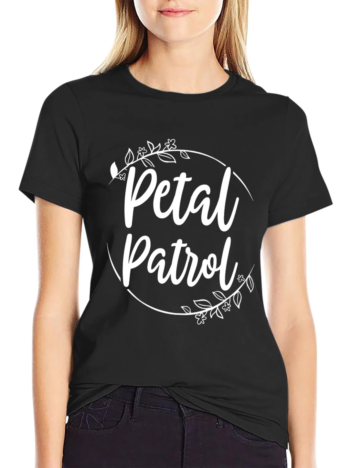 Petal Patrol Graphic Tee - Black Crew Neck T-Shirt product image 2