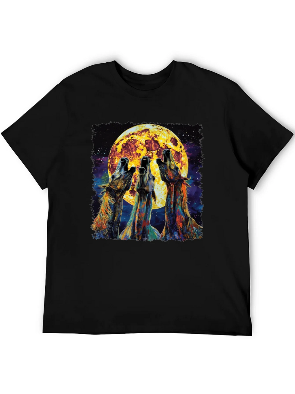 Howling Wolves Moon Graphic Tee - Black product image 5