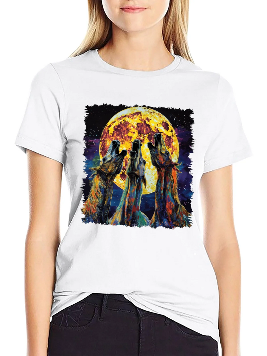 Howling Wolves Moon Graphic Tee - Black product image 8