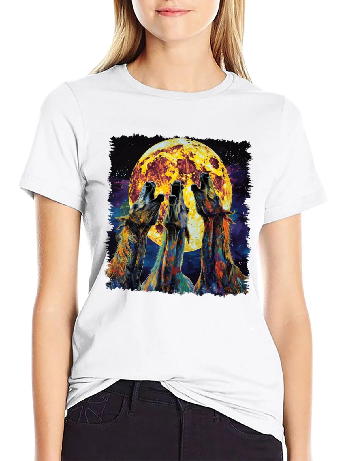 Howling Wolves Moon Graphic Tee - Black product image 8