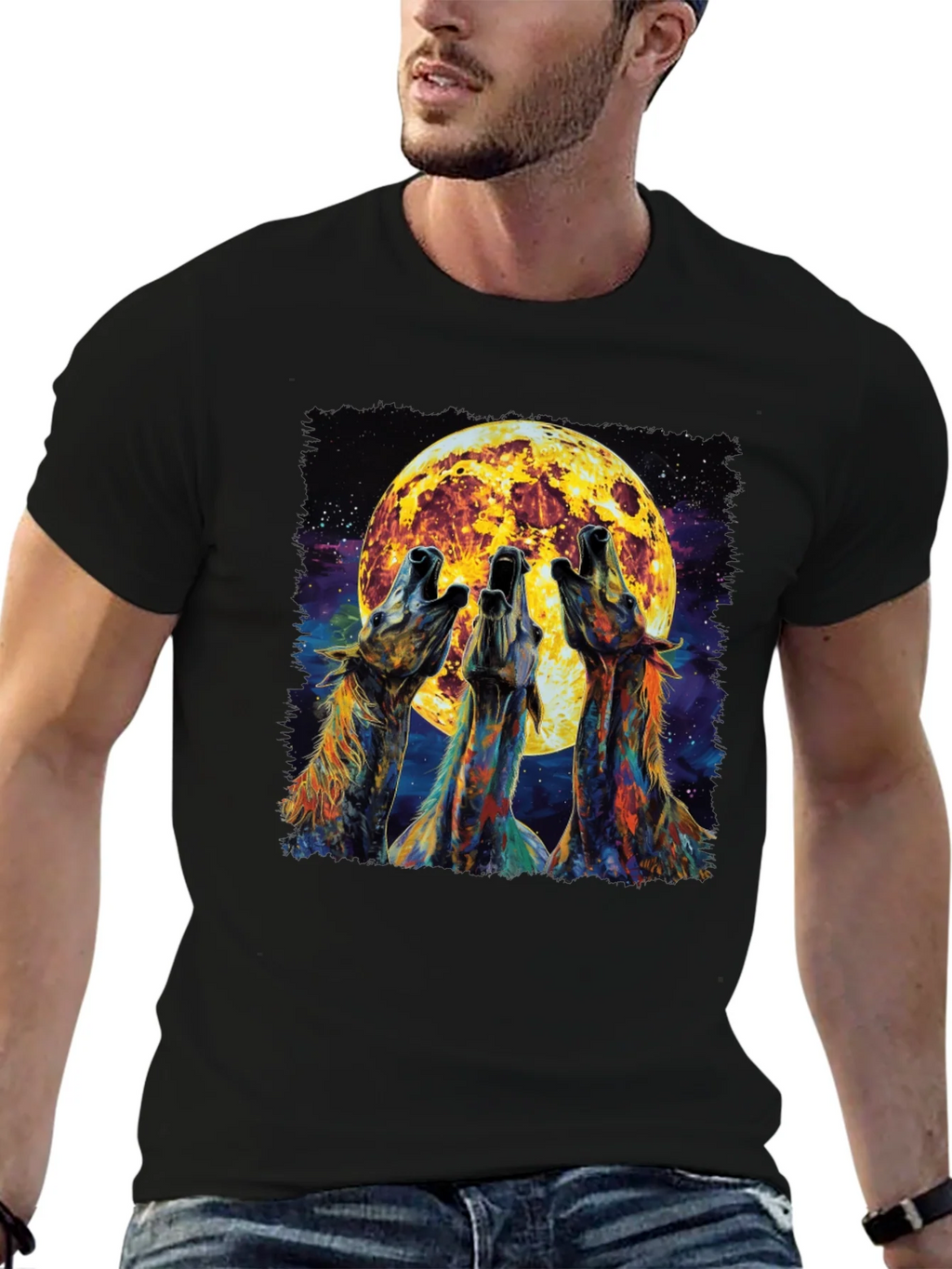 Howling Wolves Moon Graphic Tee - Black product image 6