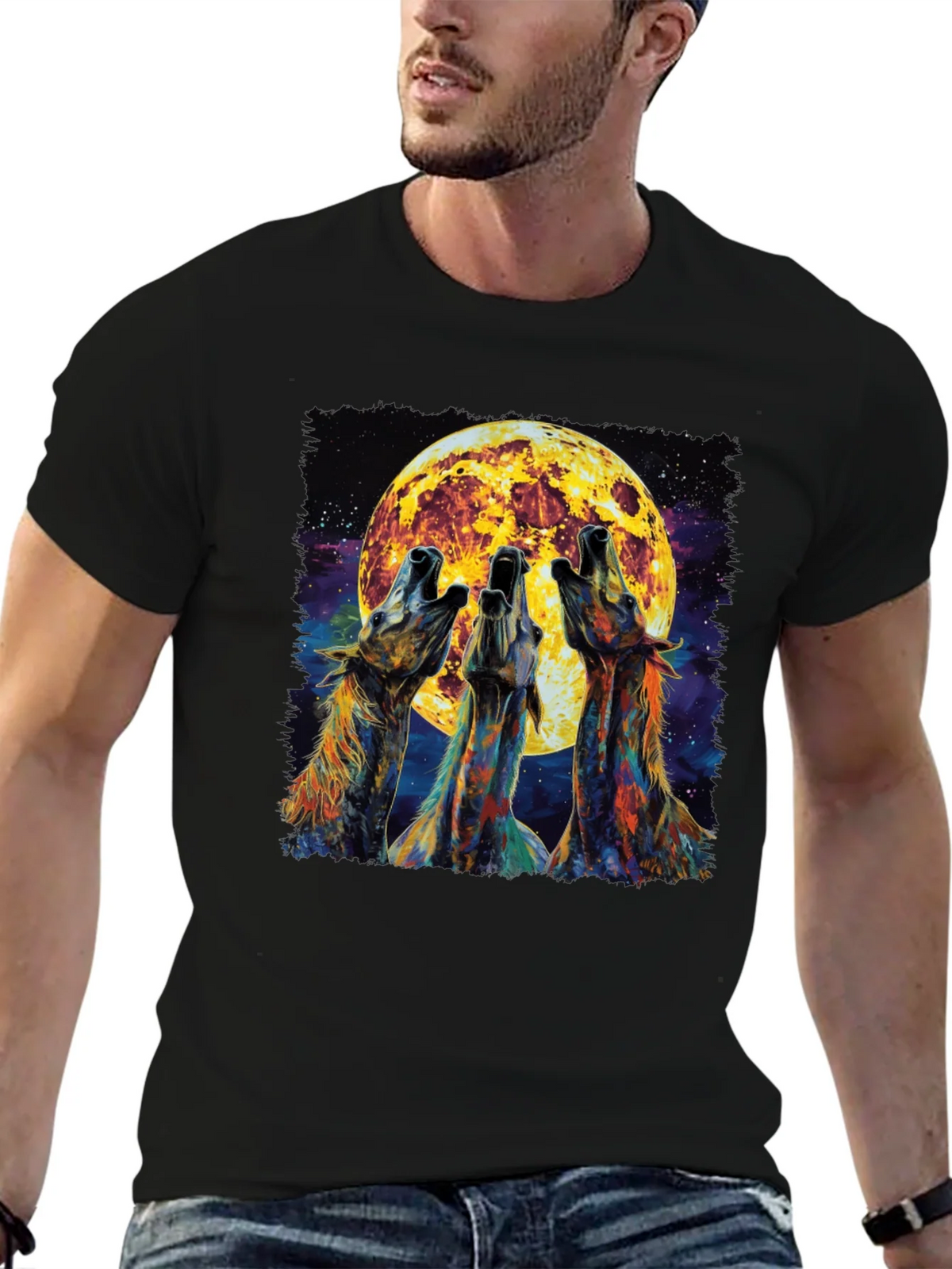 Howling Wolves Moon Graphic Tee - Black product image 6
