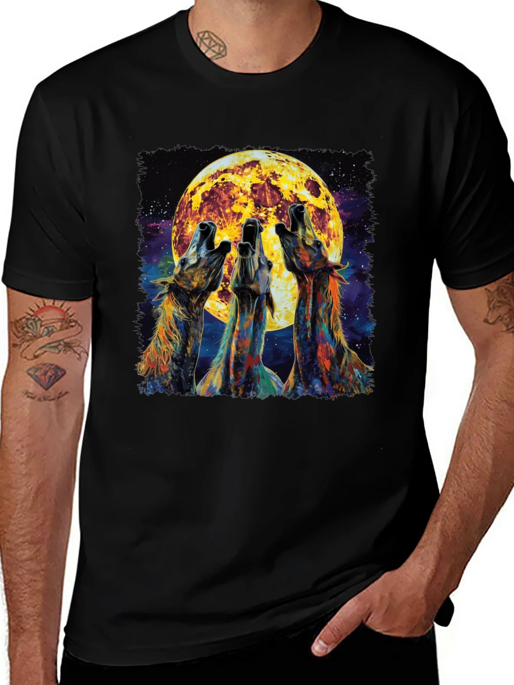 Howling Wolves Moon Graphic Tee - Black product image 1