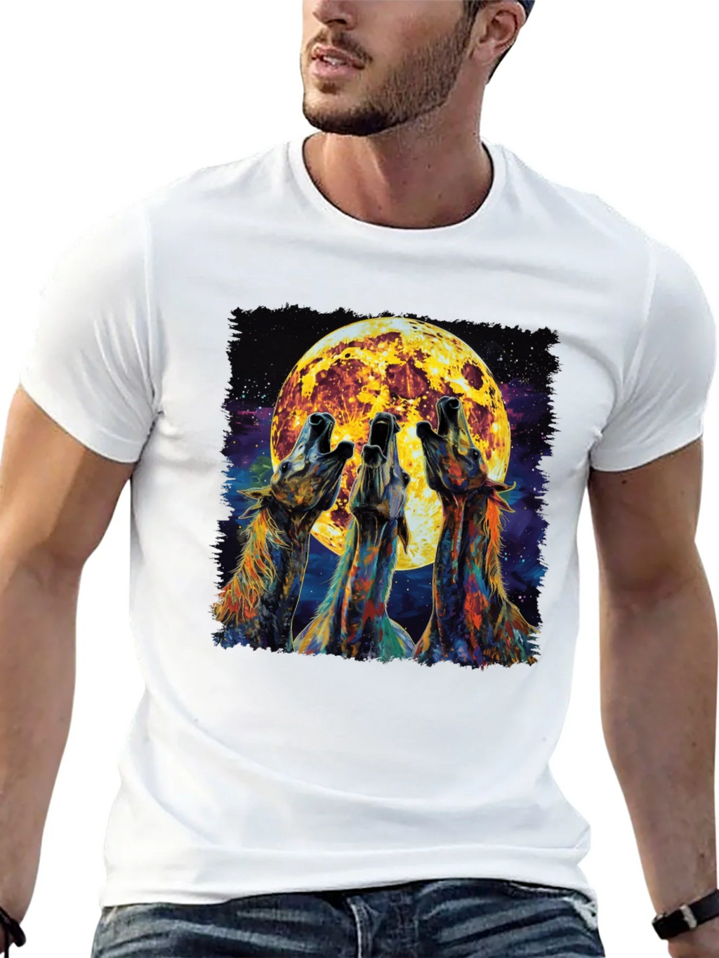 Howling Wolves Moon Graphic Tee - Black product image 12