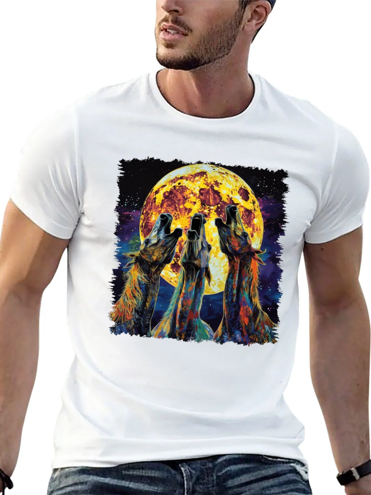 Howling Wolves Moon Graphic Tee - Black product image 12