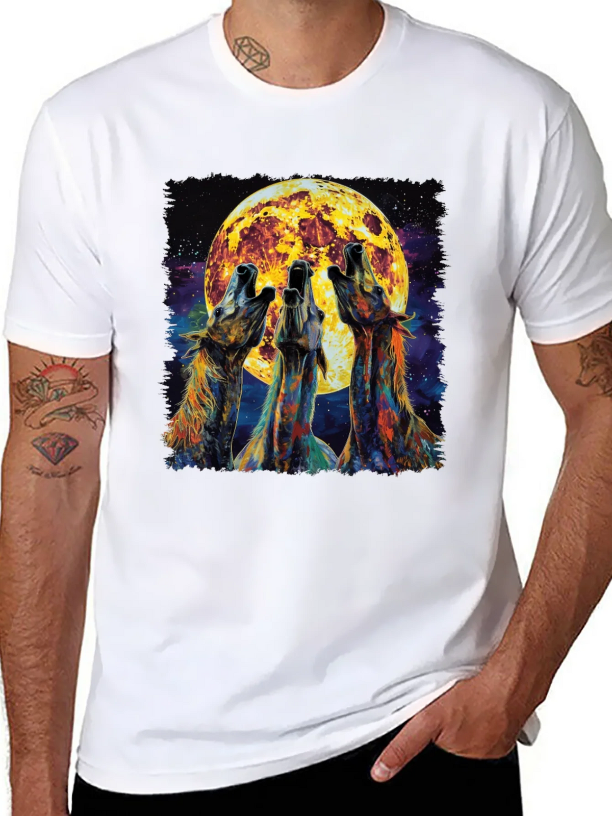 Howling Wolves Moon Graphic Tee - Black product image 7